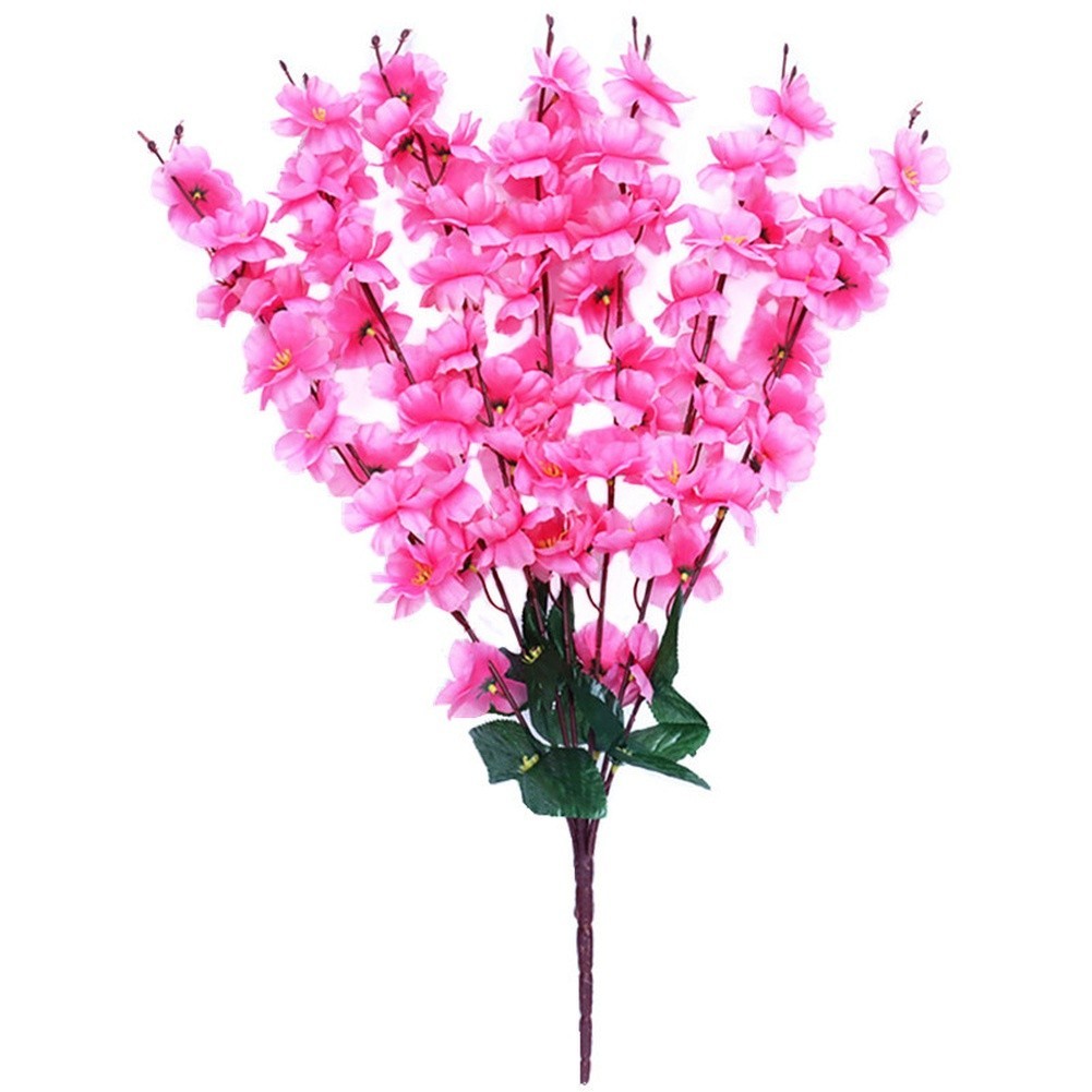 Peach Blossom Branch Artificial 56cm Light Pink Deep Pink Yellow Red Silk