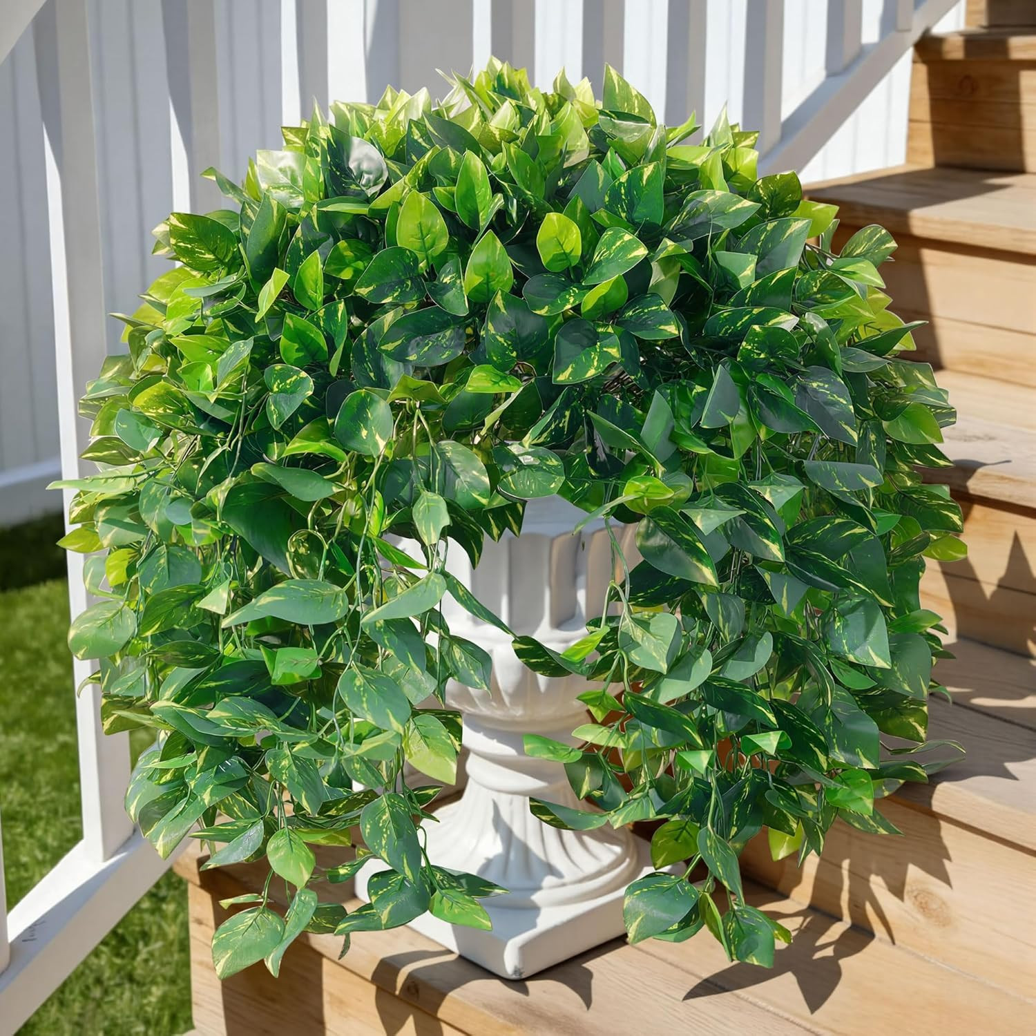 Faux Outdoor Plants Fake Hanging Plants for Outdoors outside Decorations, 2 Pcs