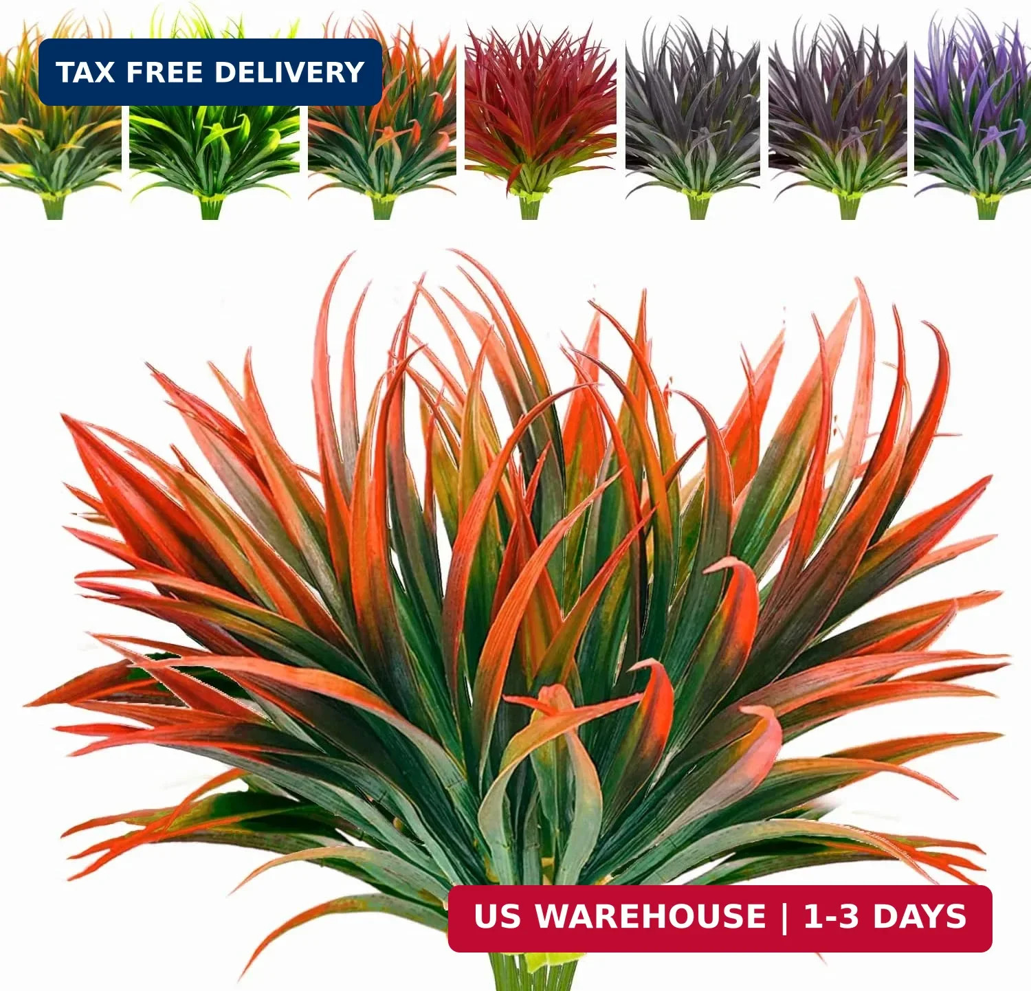 8 Pcs Outdoor Fake Plants UV Resistant Artificial Tall Grass Plants Faux Tropica