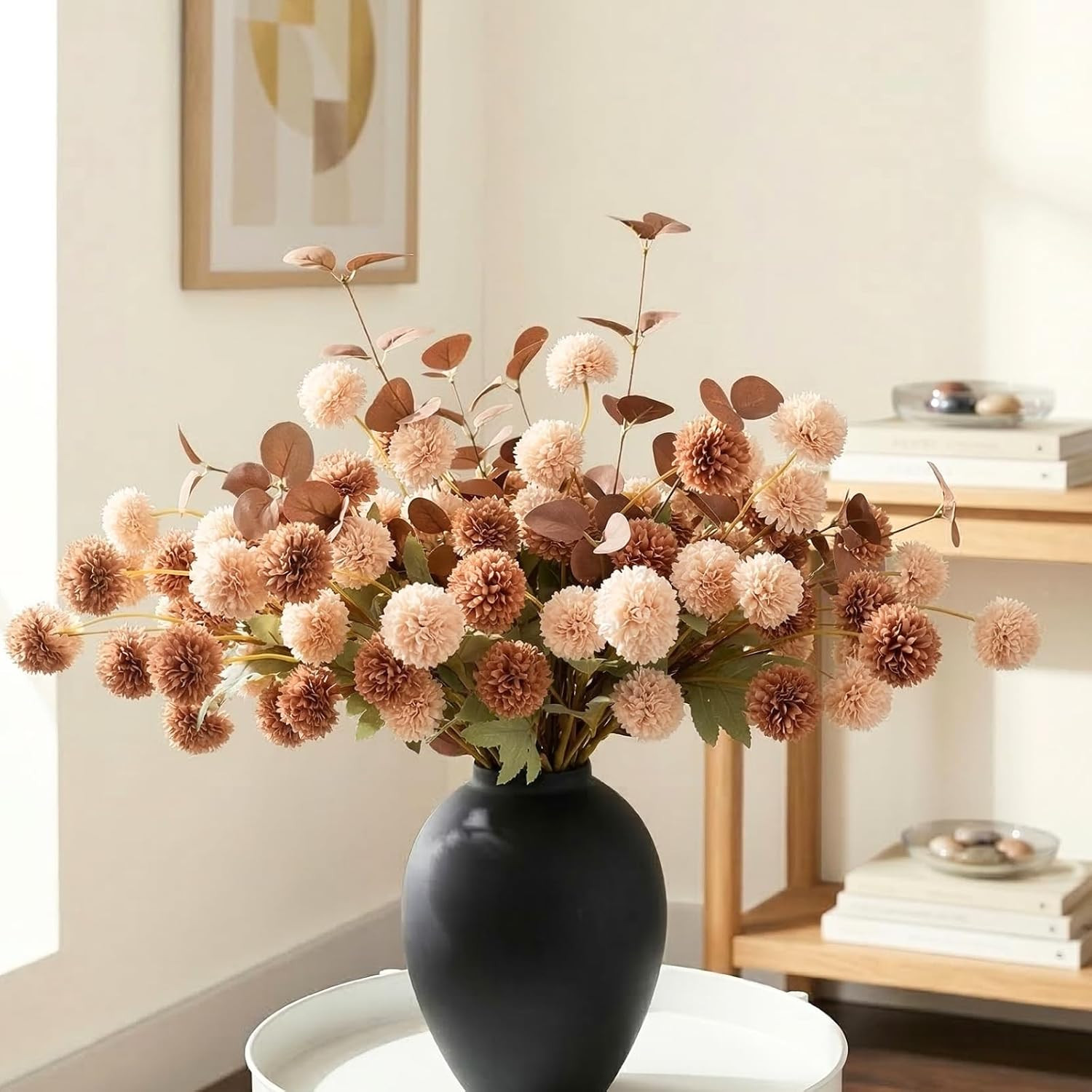 Beige Silk Flower Arrangements Home Decor, Large Floral Centerpieces for Tables,