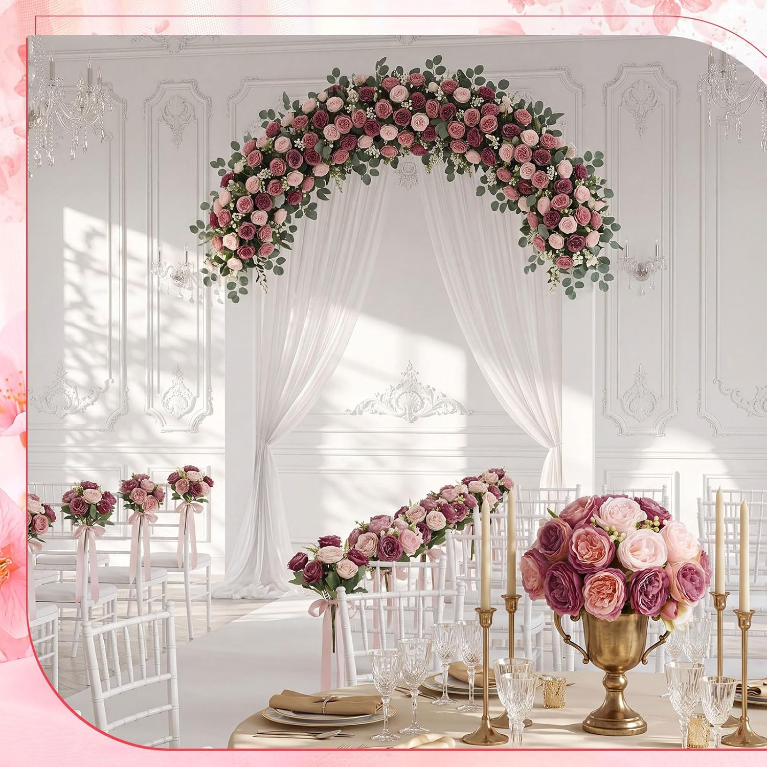 Artificial Peonies Flowers Fake Silk Peony Bouquet Faux Peonies Flowers Bulk for