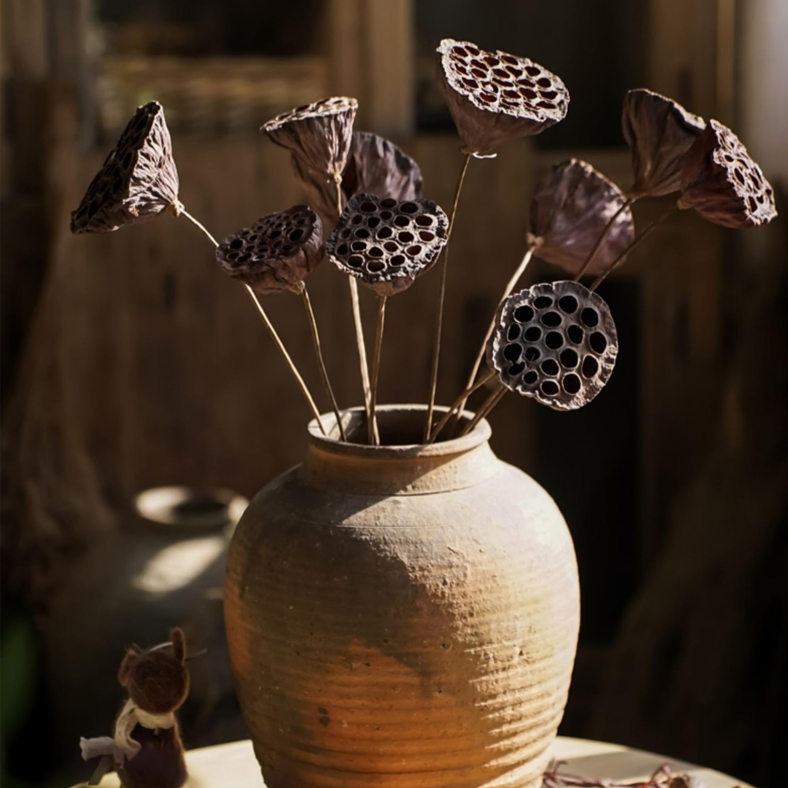 Dried Lotus Pods 5Pcs 20″ Natural Brown Stems for Vase Home Decor Wedding