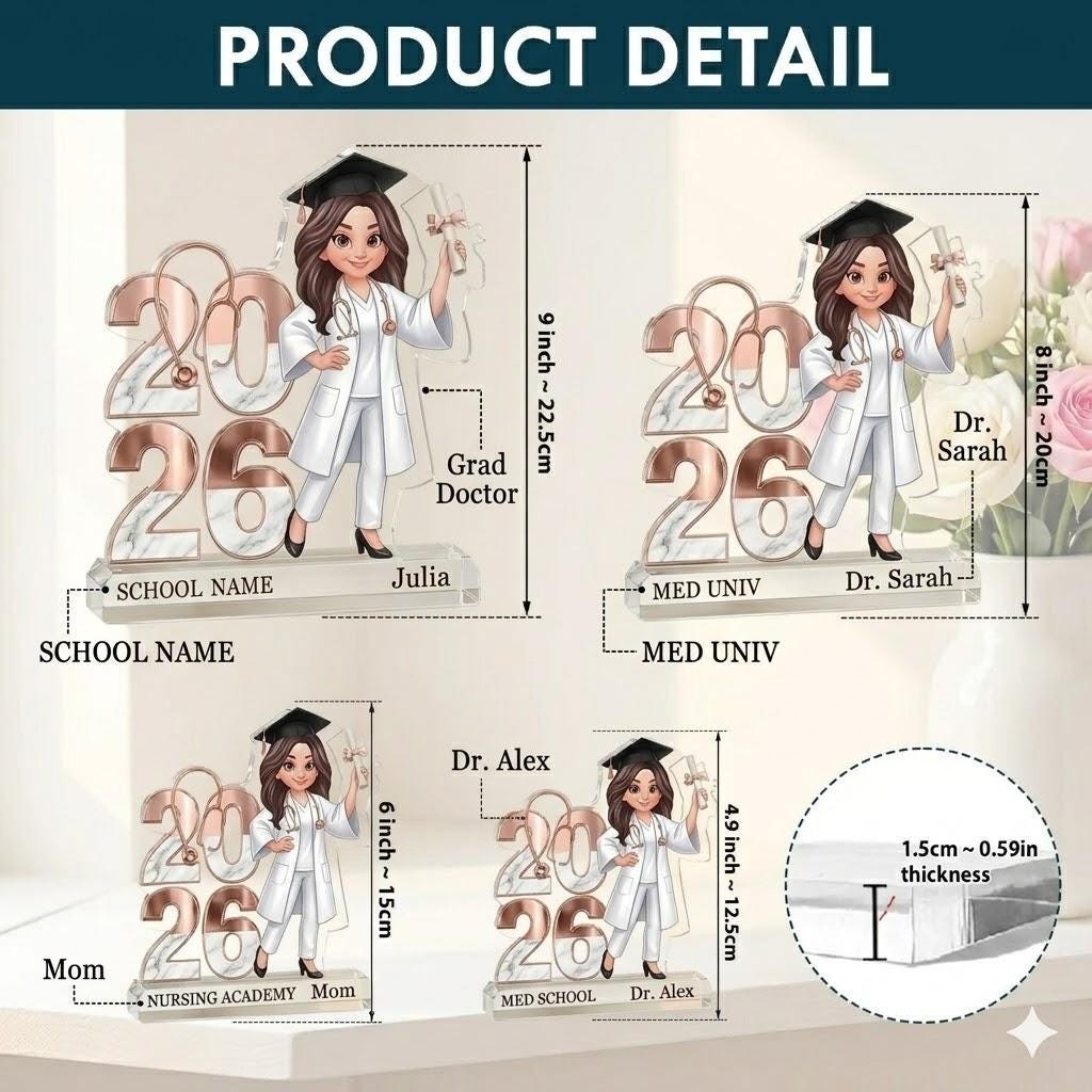 Personalized Graduation Standee, Custom Acrylic Keepsake, Class of 2026 Decor