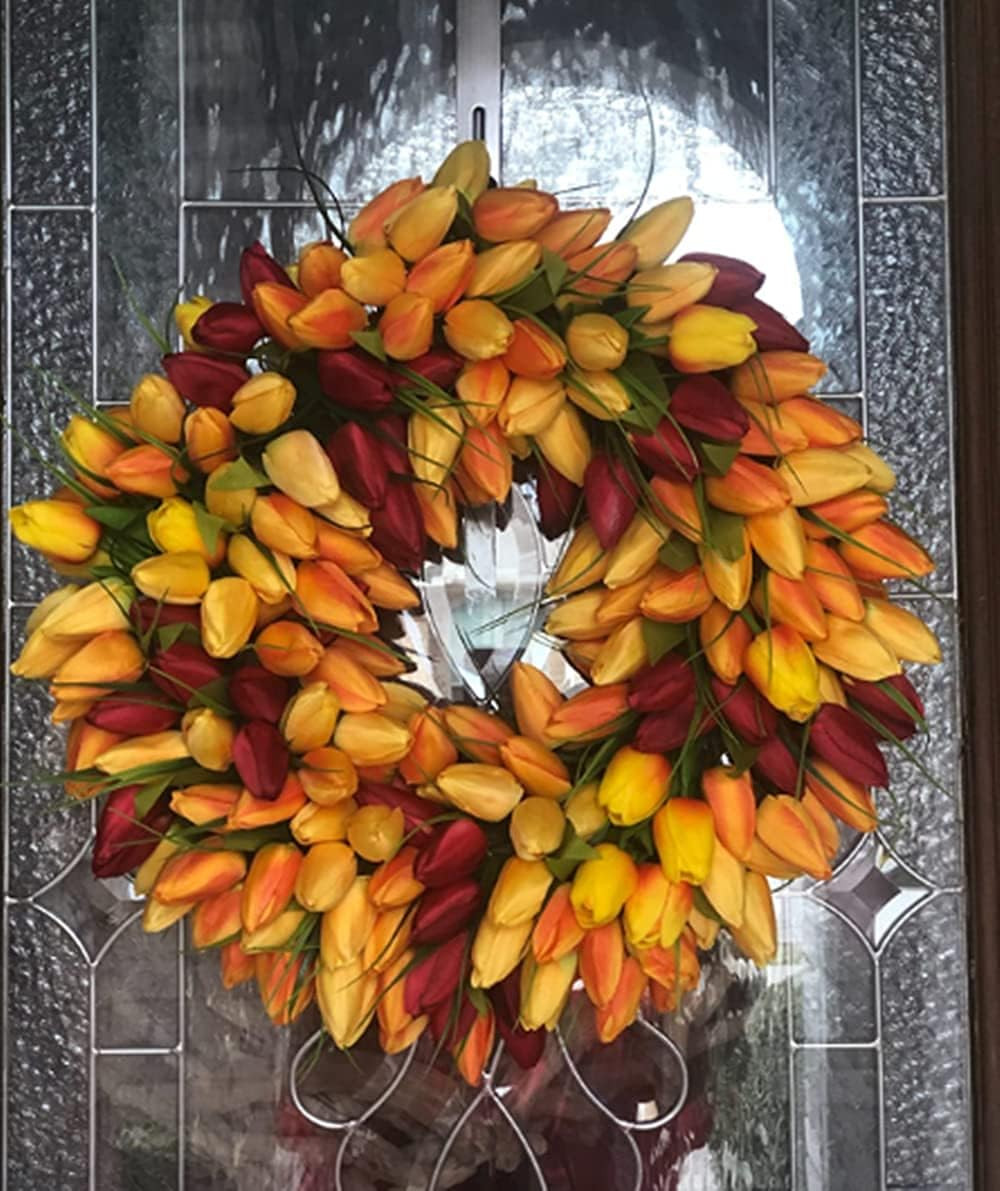 30Pcs Latex Tulips Real Touch Red and Yellow Artificial Flowers Fake Tulips Arra