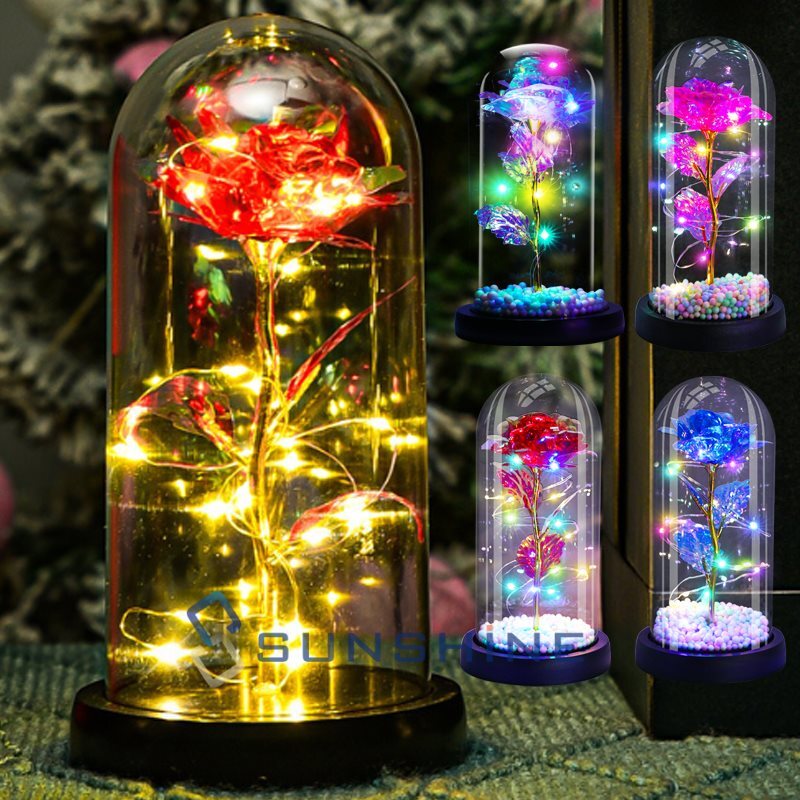 LED Eternal Galaxy Rose in Glass Forever Enchanted Flower Birthday Valentines