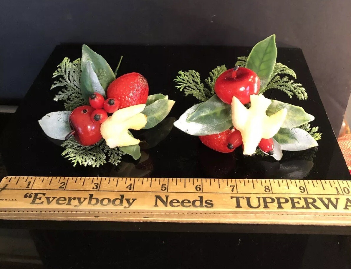Vintage Plastic 7” Floral Picks & 5” Candle Taper Greenery Rings Hong Kong