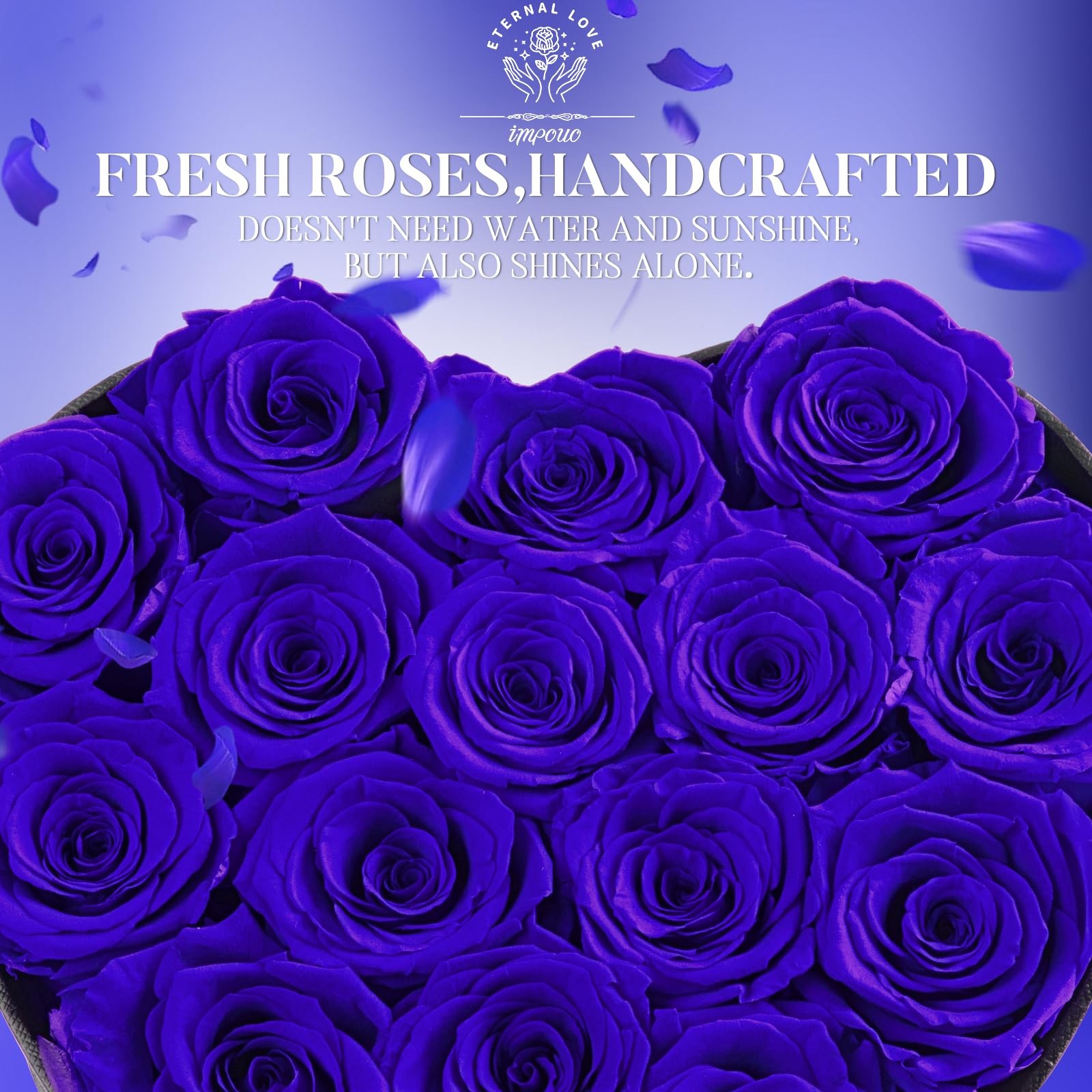 16 PCS Preserved Flower Delivery Roses Box Birthday Gifts Women Blue Roses Set
