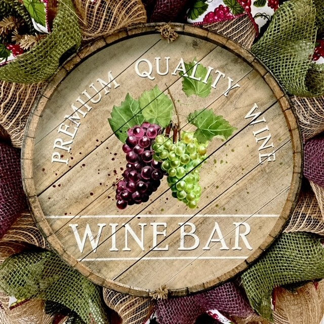 Wine Bar Wreath Handmade Deco Mesh