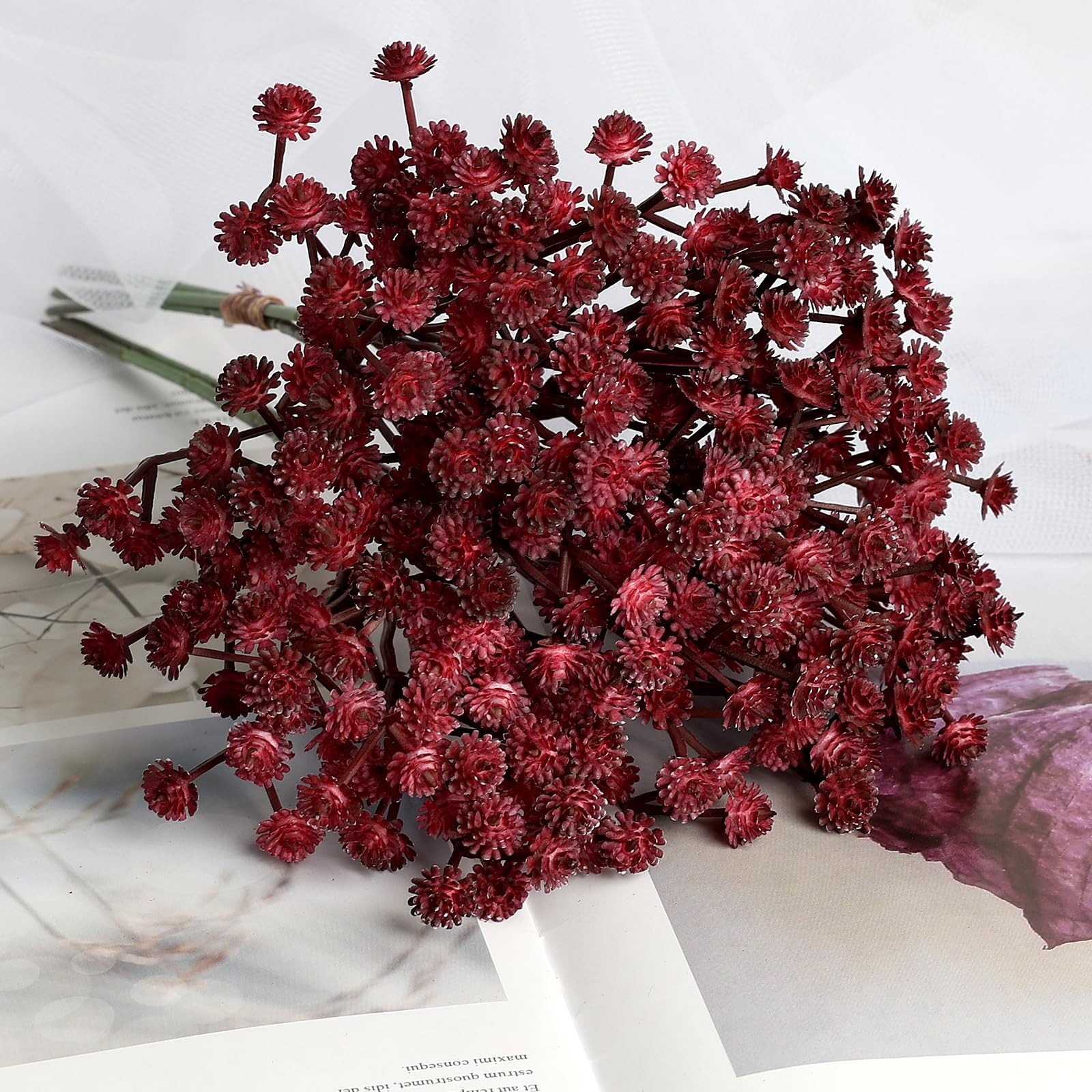 Baby’s Breath Artificial Flowers, Maroon/Burgundy, 18pcs