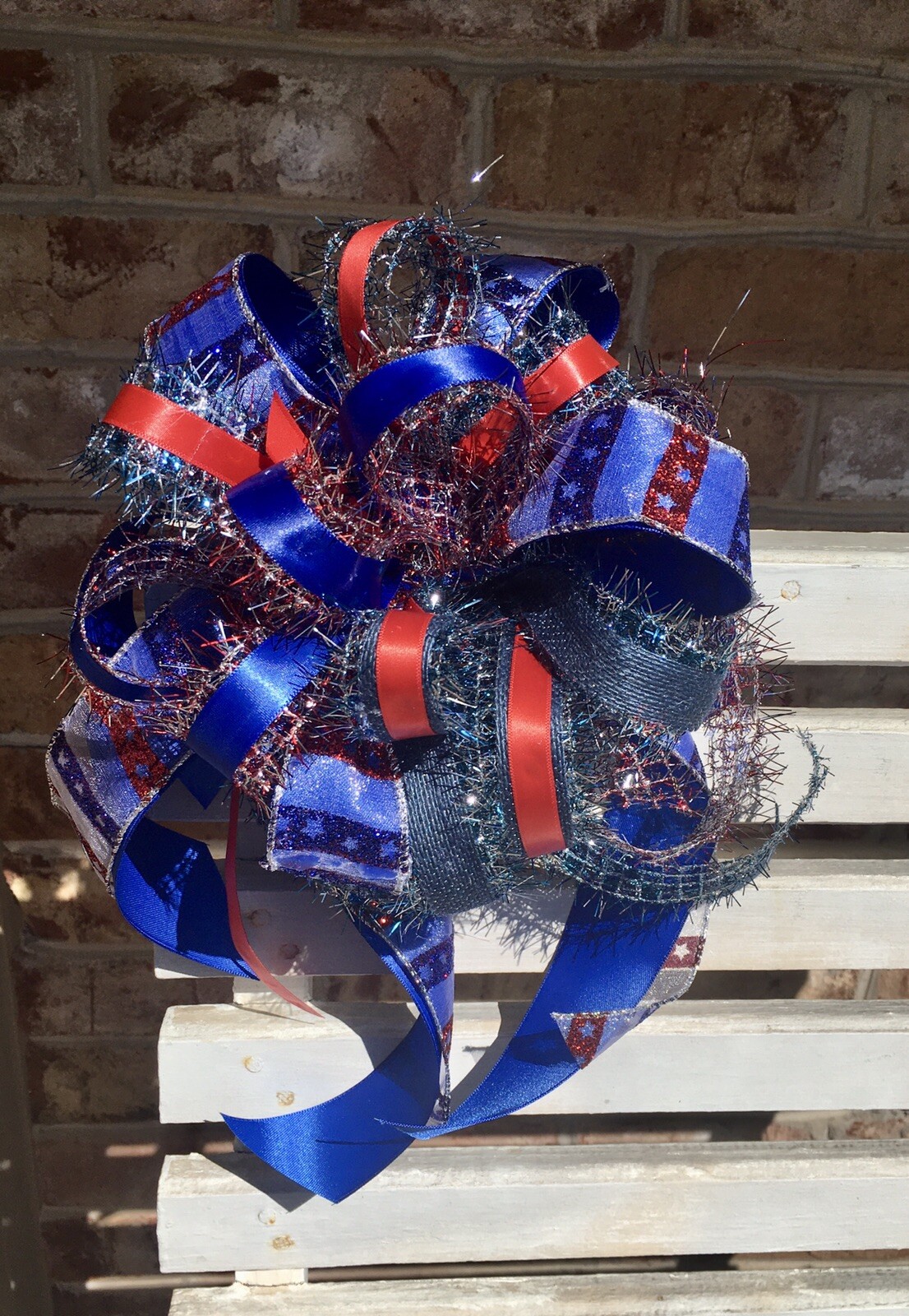 American / 4th Of July Bow For Wreath , Lantern Or Any Decor / Handmade