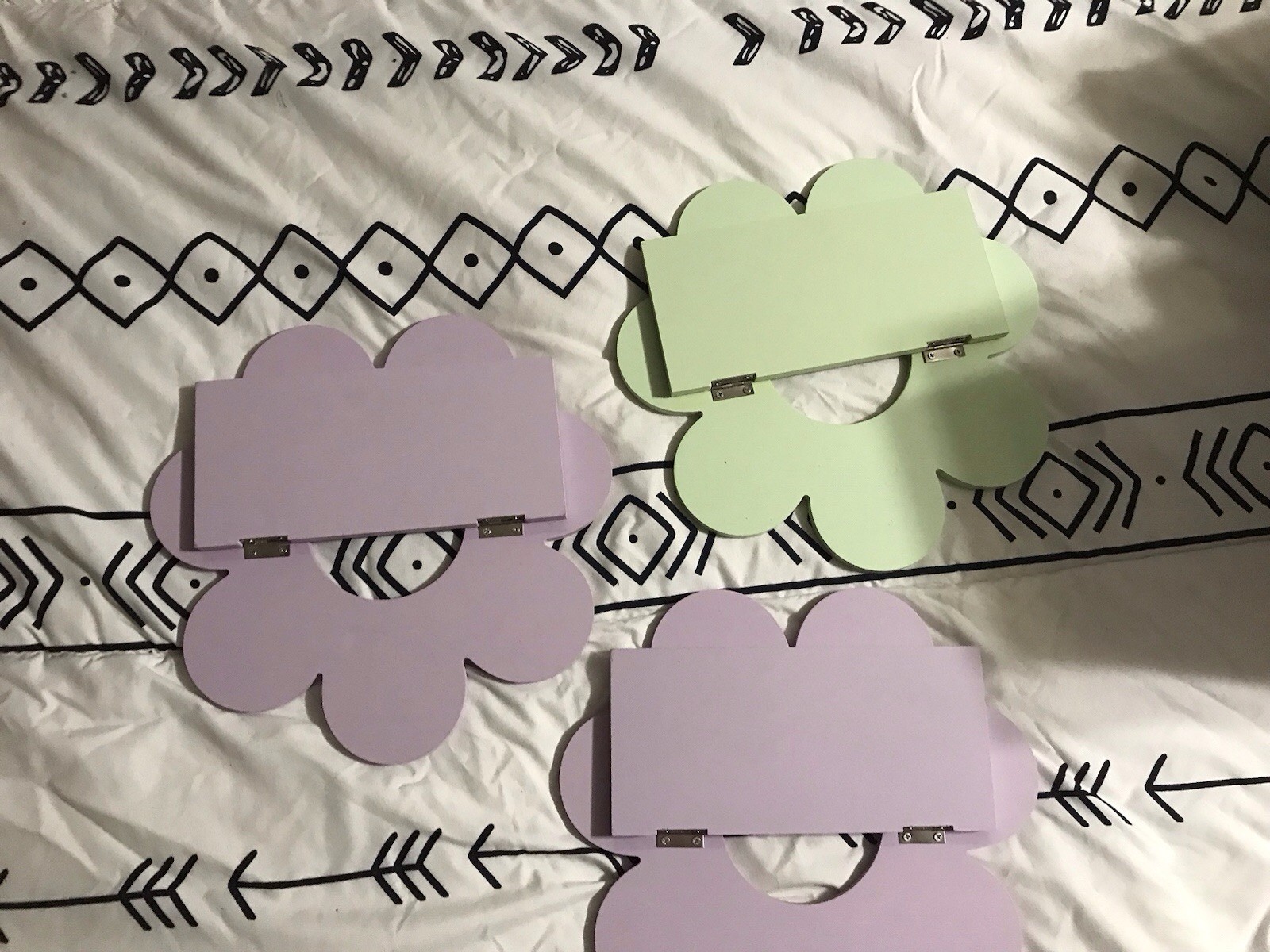 3 Flower Shelves. 2 Pastel Purple And 1 Pastel Green