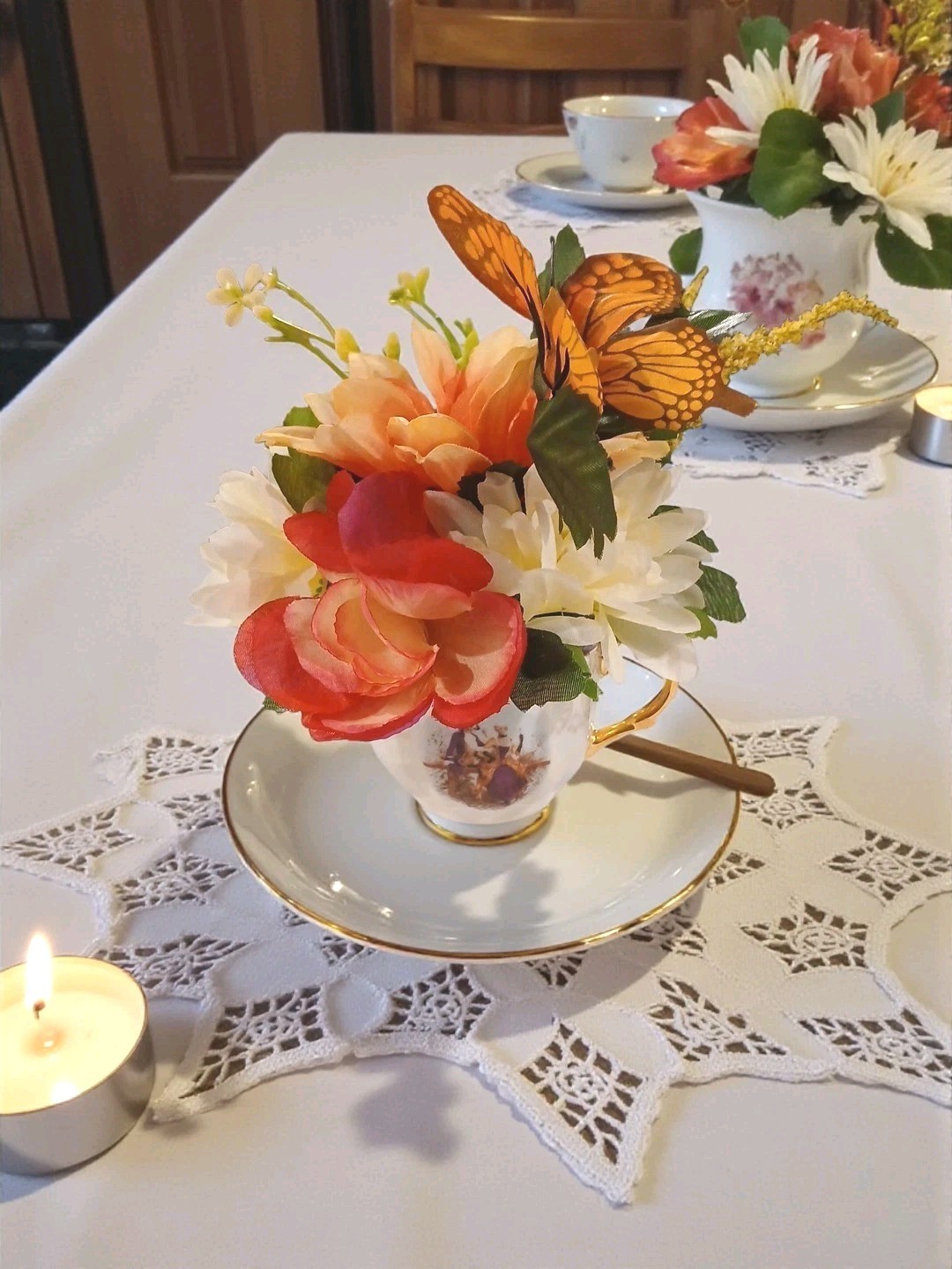 Monarch Butterfly Floral Arrangement Tea Cup POP-IN Party Birthday Get Well Gift