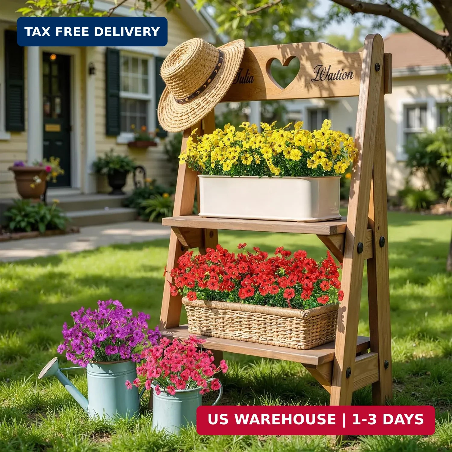 24 Bundles Artificial Flowers UV Resistant Faux Daisy Outdoor Garden Decor