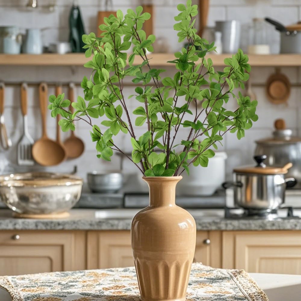 Artificial Greenery Stems, 3 Pcs Fake Green Plants Branches Faux Greenery for…