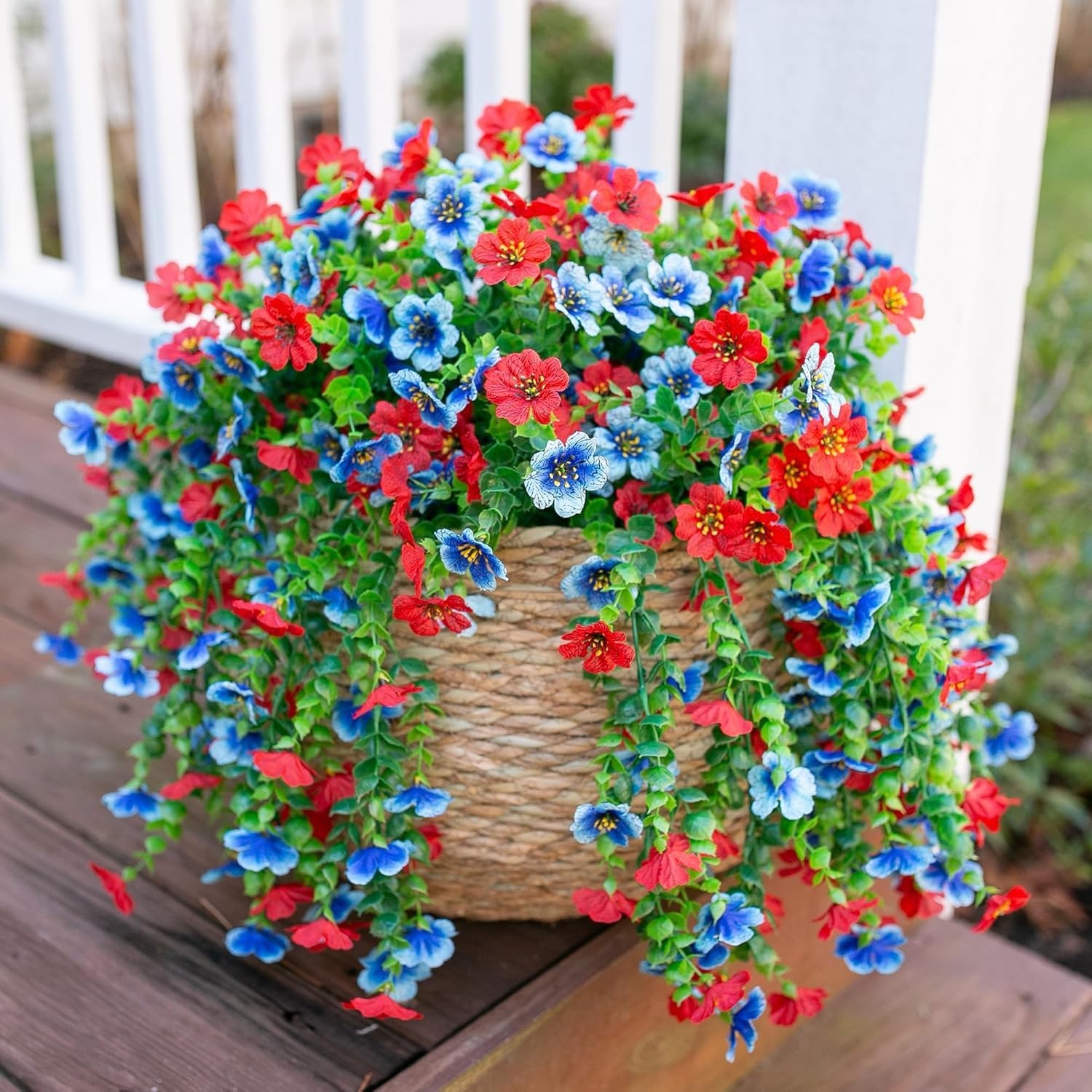 Artificial Hanging Flowers Set 2Pcs UV Fade Resistant Faux Flowers for Outdoo…