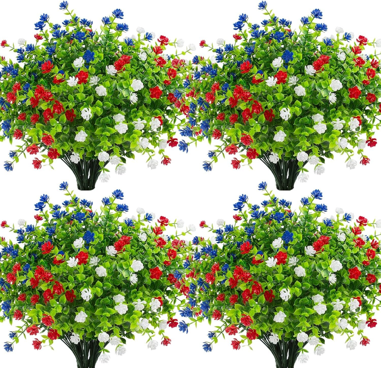 12 Pcs Artificial Flowers Outdoor, Faux Artificial Plants UV Resistant Plasti…