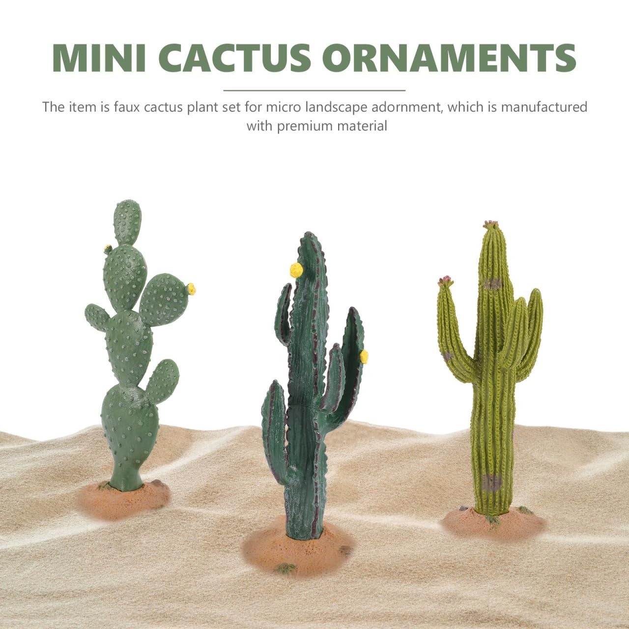 3pcs Artificial Cactus Decor, 5. 5 Inch Fake Succulent Plants Figurine,