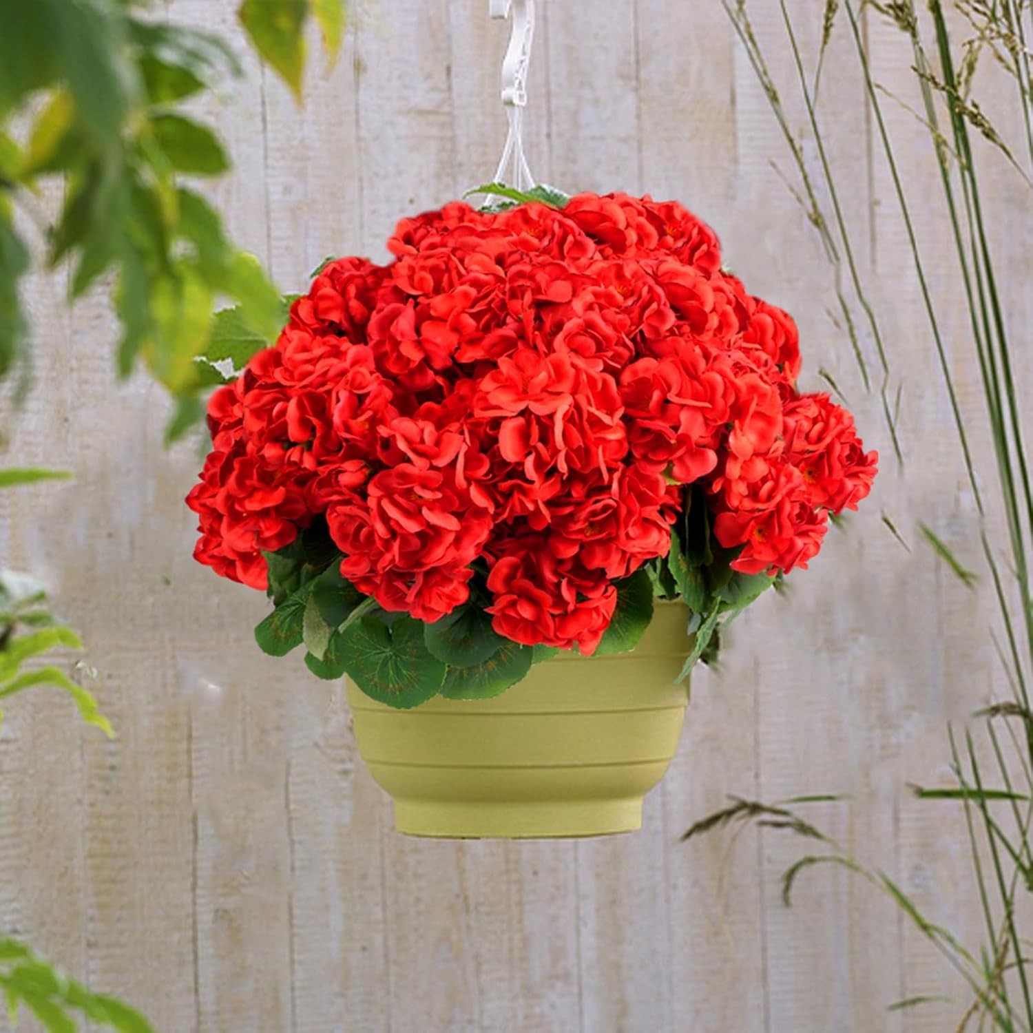 Artificial Red Geraniums Faux Outdoor Christmas Flowers 6 Bundles Artificial