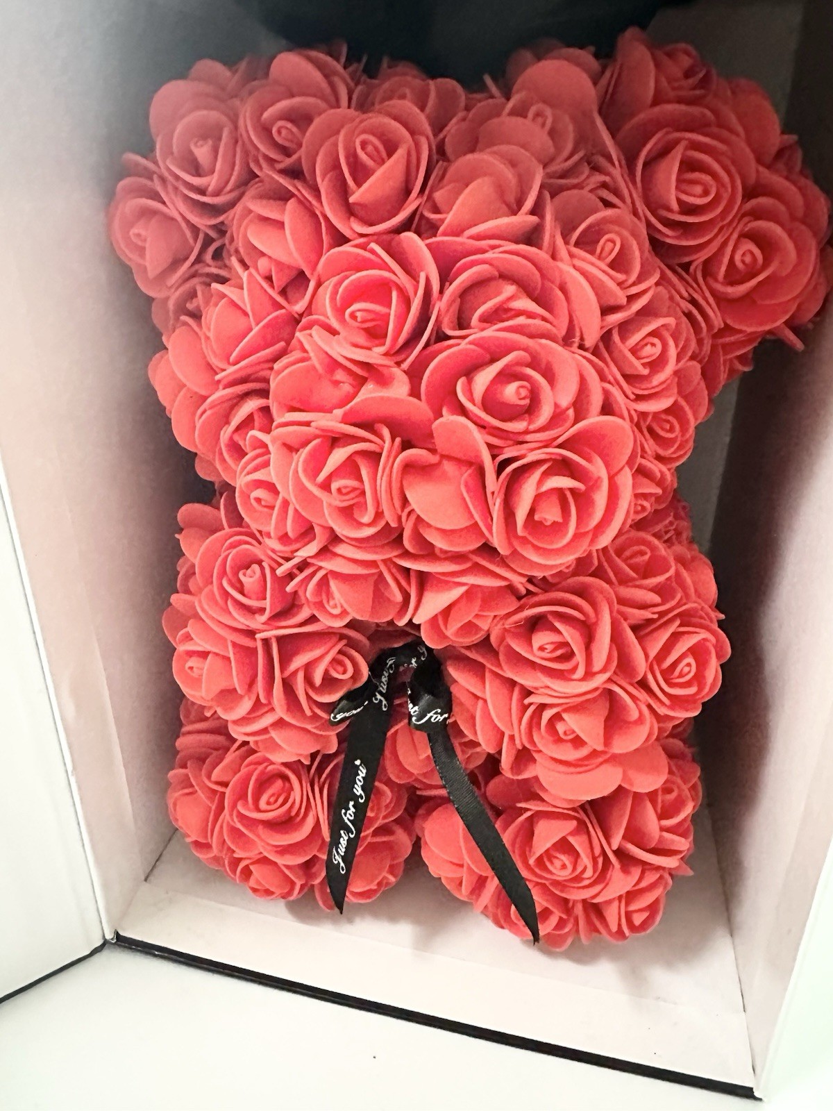 Always And Forever Rose Bear Gift Box White Floral Teddy Bear Keepsake Decor…
