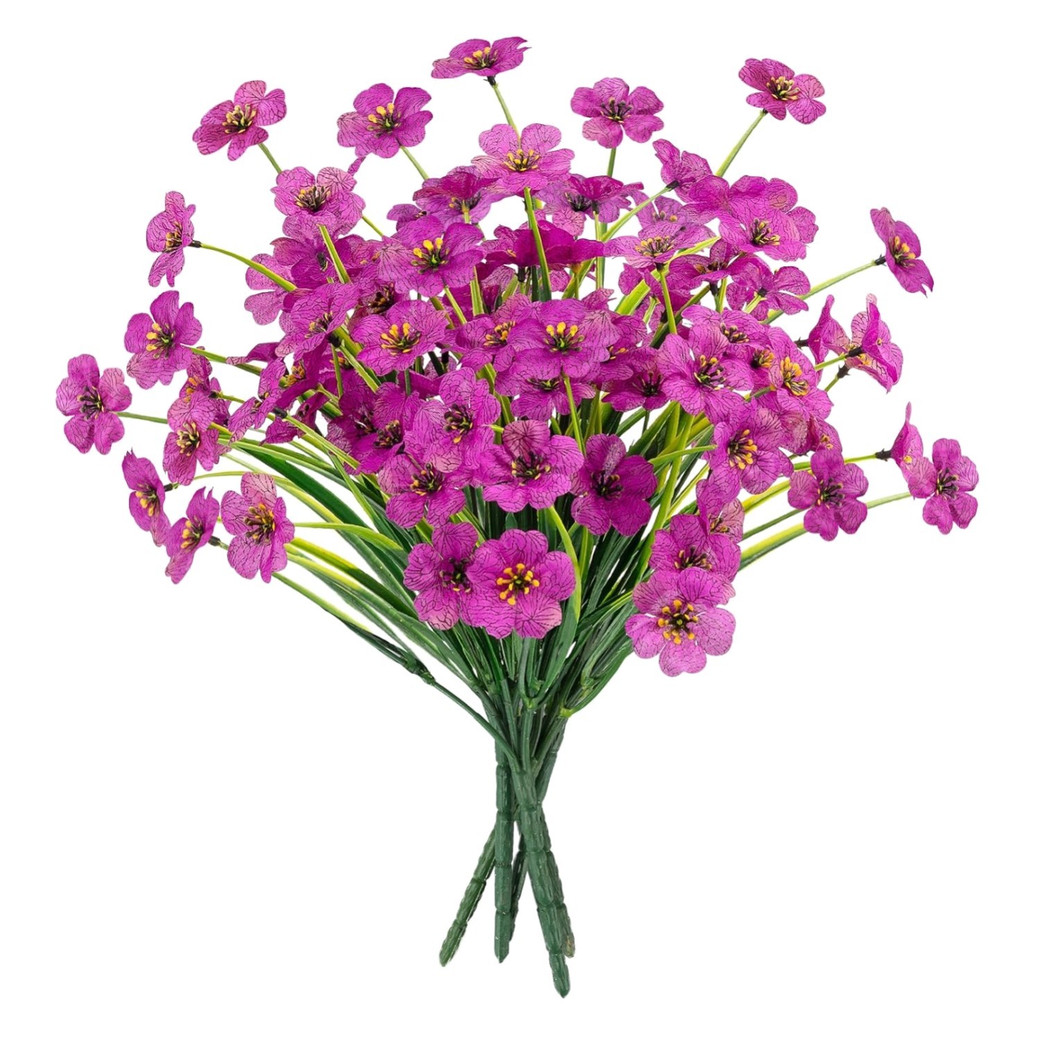 Vibrant 6 Count Purple Artificial Flowers – Safe & Customizable for Any Space