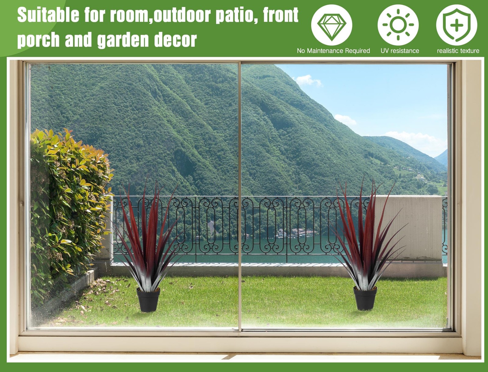 2 Pcs 26” Realistic Red Artificial Aloe Vera Plant Faux Agave Plant Potted U…