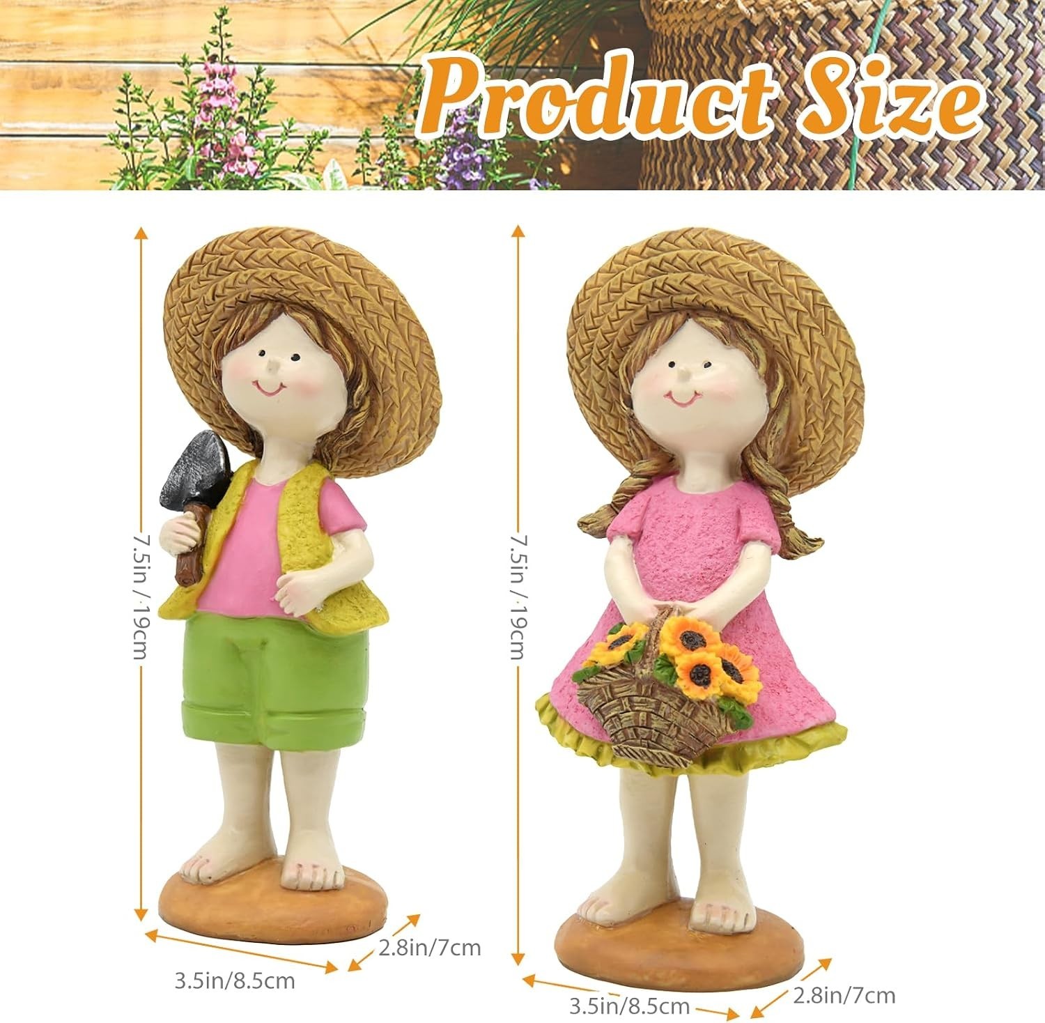 Charming Sunflower Figurines Set of 2 – Resin Garden Statues for Indoor & Out…