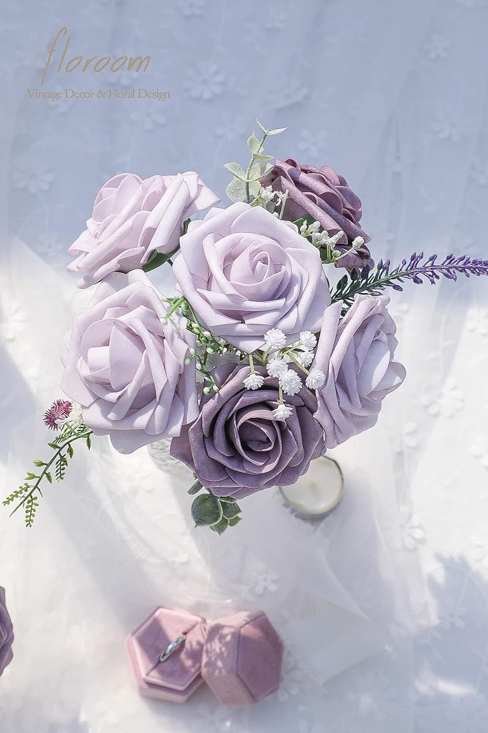 Artificial Flowers 25pcs Real Looking Lavender African Violet Purple Foam Fak…