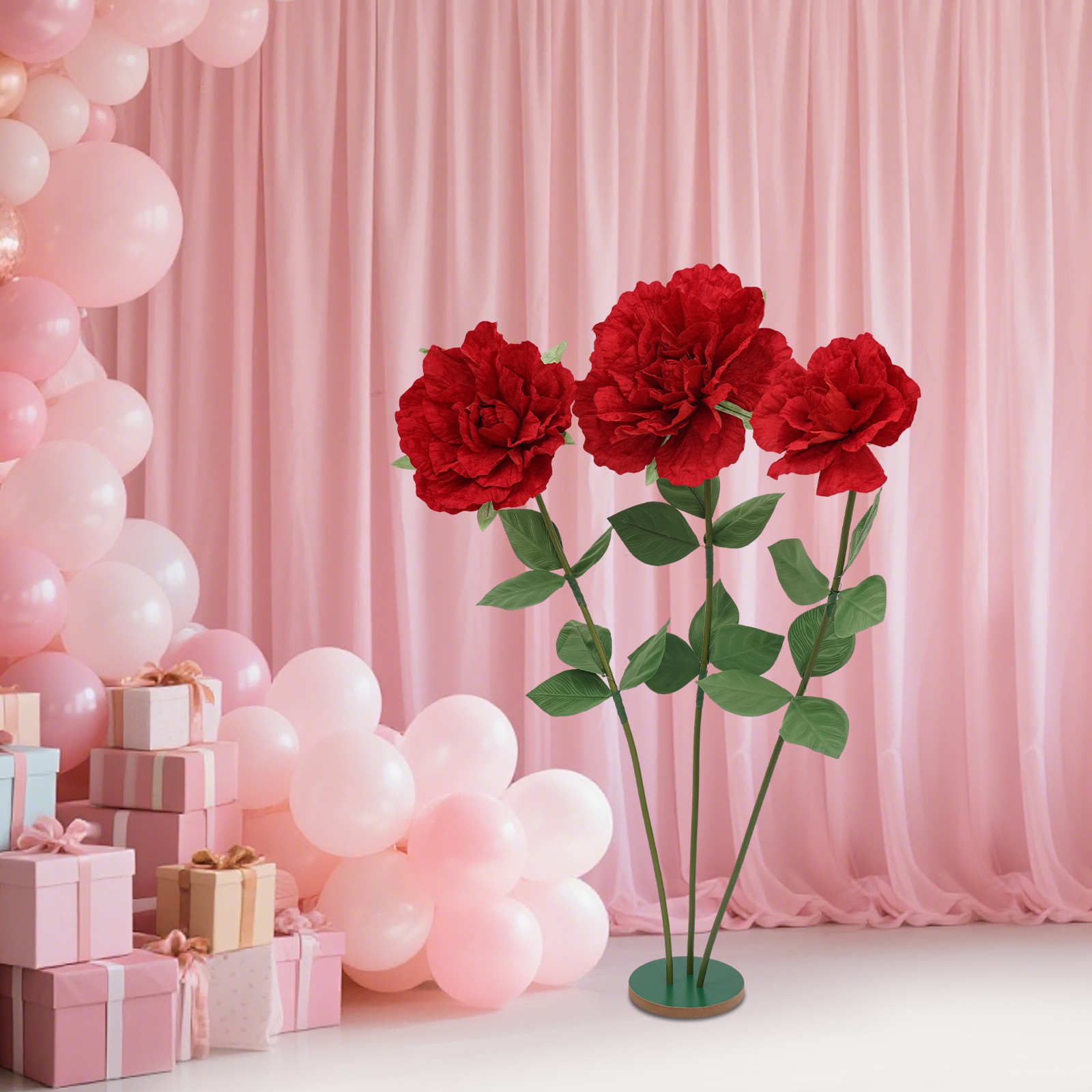 Giant Red Rose Huge Artificial Flower Jumbo Props 55″, Roadway Wedding stand