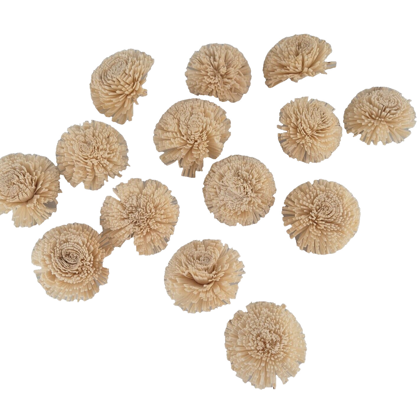 Paper Wood Flowers x 14 Cream Table Decor Multi Purpose Faux Flower