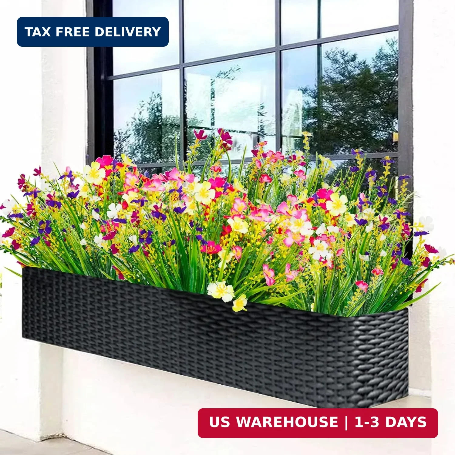12 Bundles Artificial Outdoor Flowers Fake Silk Plants Spring Decoration Indoor