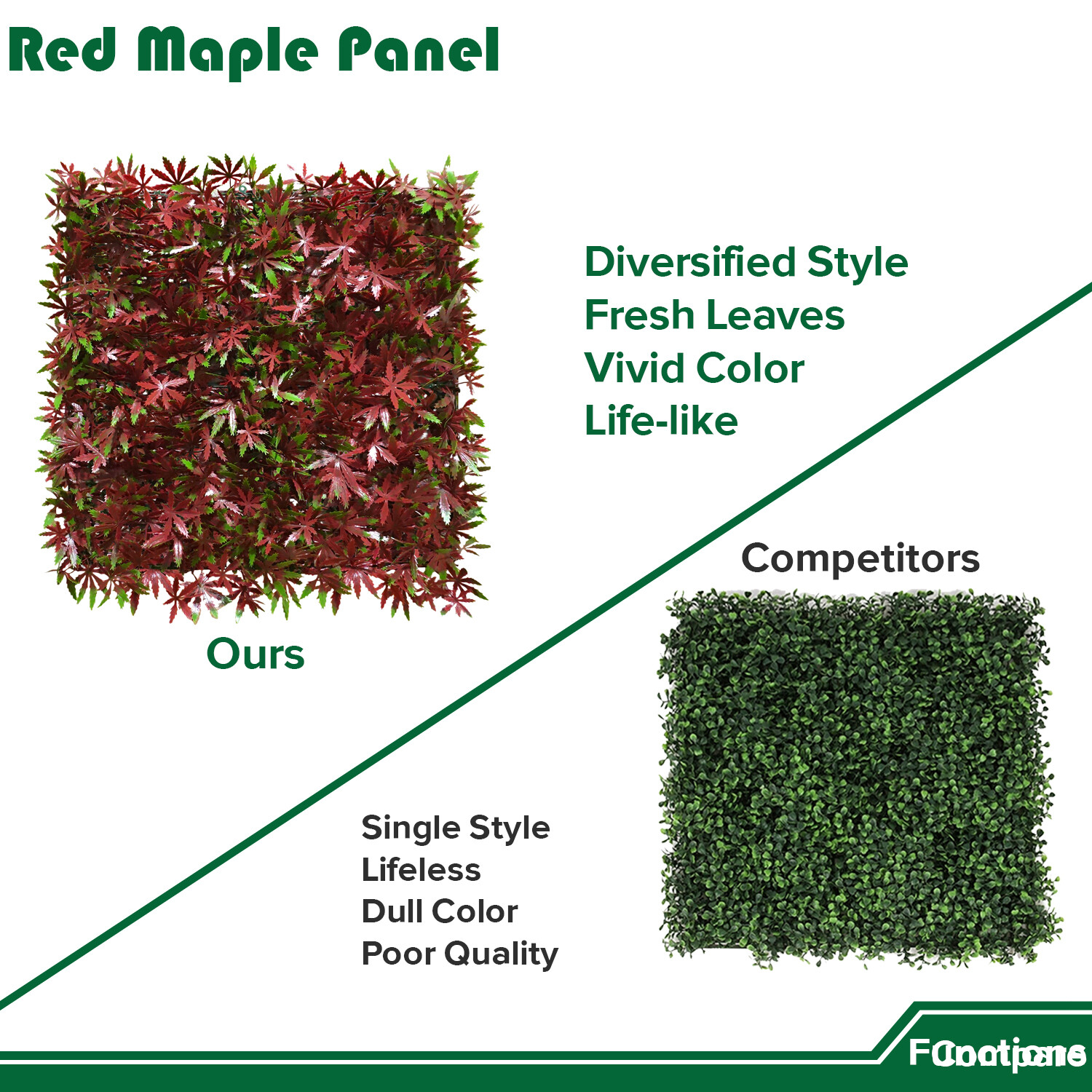 20″ Artificial Faux Red Maple Leaf Grass Mats Home Hedge Festival Decor