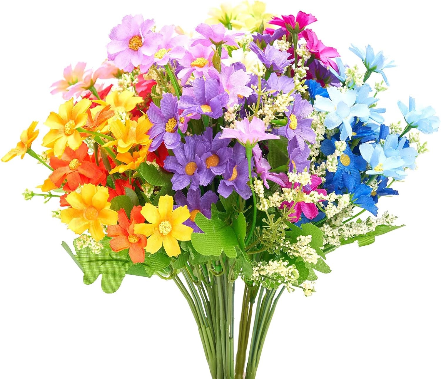 6PCS UV-Resistant Artificial Flowers Faux Silk Bouquet for Indoor & Outdoor Deco