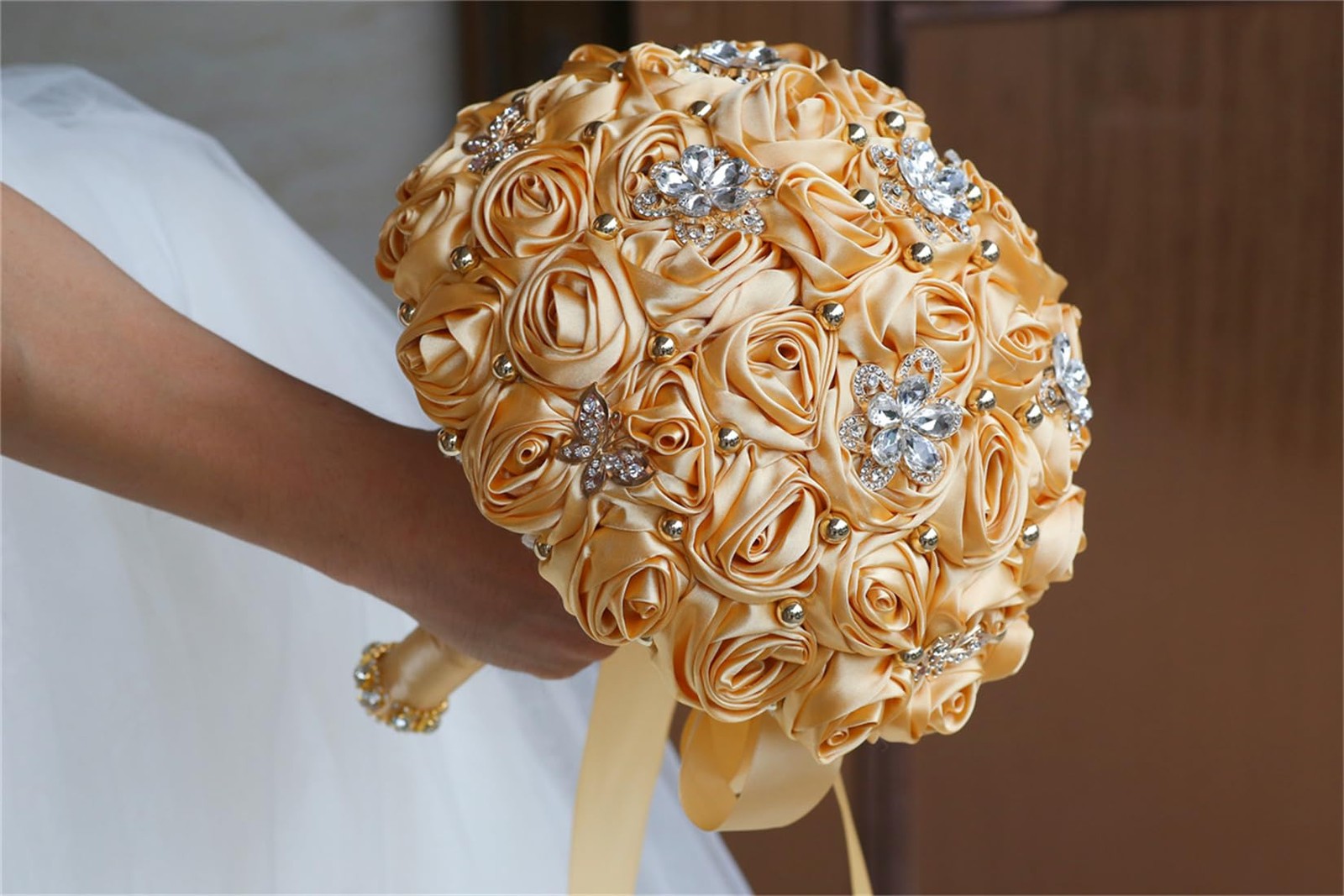 Handmade Rhinestone Bridal Bouquet Crystal Wedding Round Tossing Bouquet Arti…