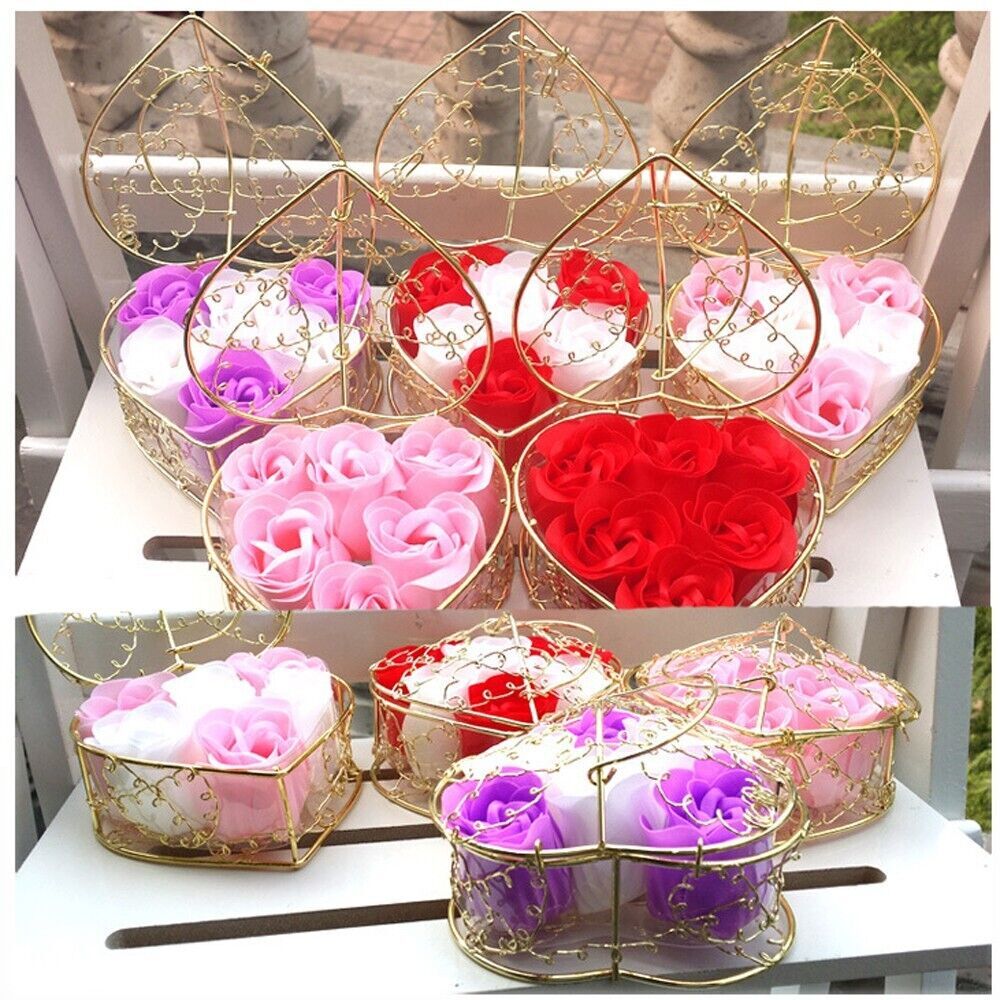 Heart Scented Petal Rose Soap Flower Wedding Decoration Gift Box Valentines Day