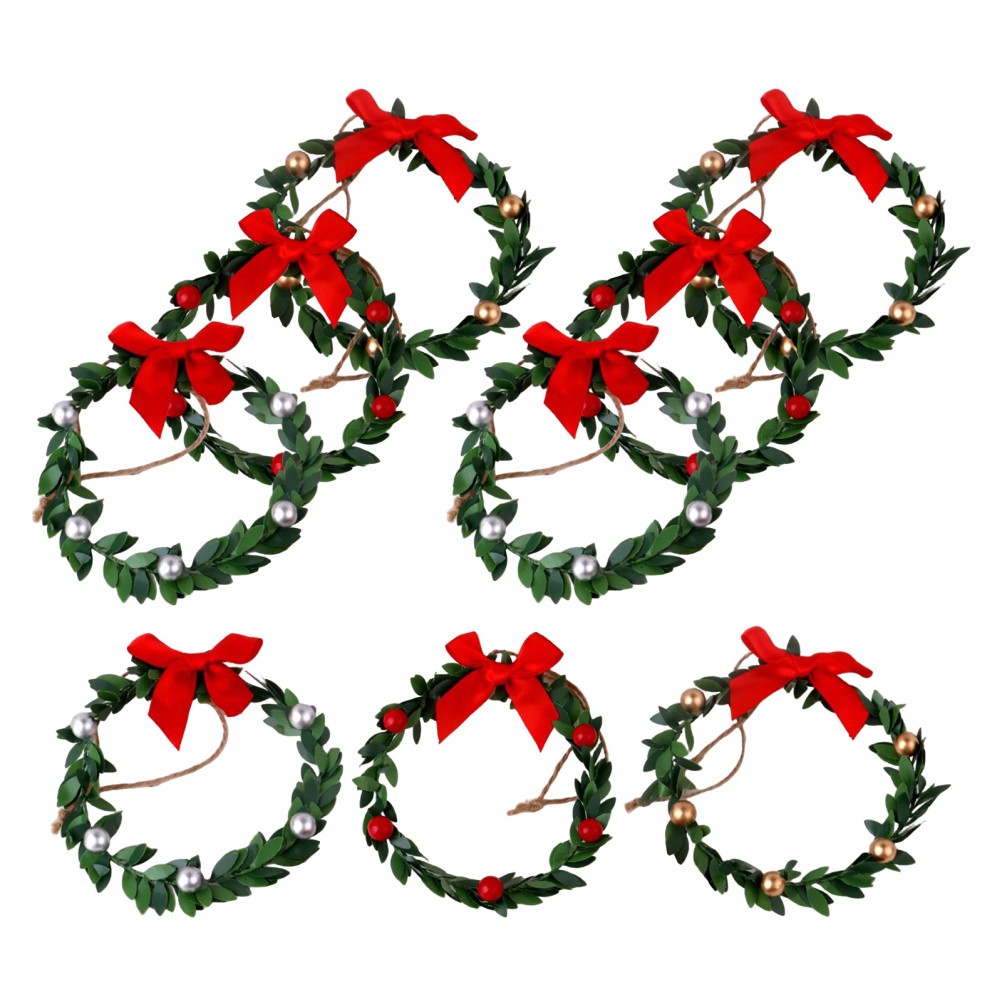 9 Pcs Wreath Ribbon Bow Handmade Decor Cabinet Wreaths for Kitchen Christams