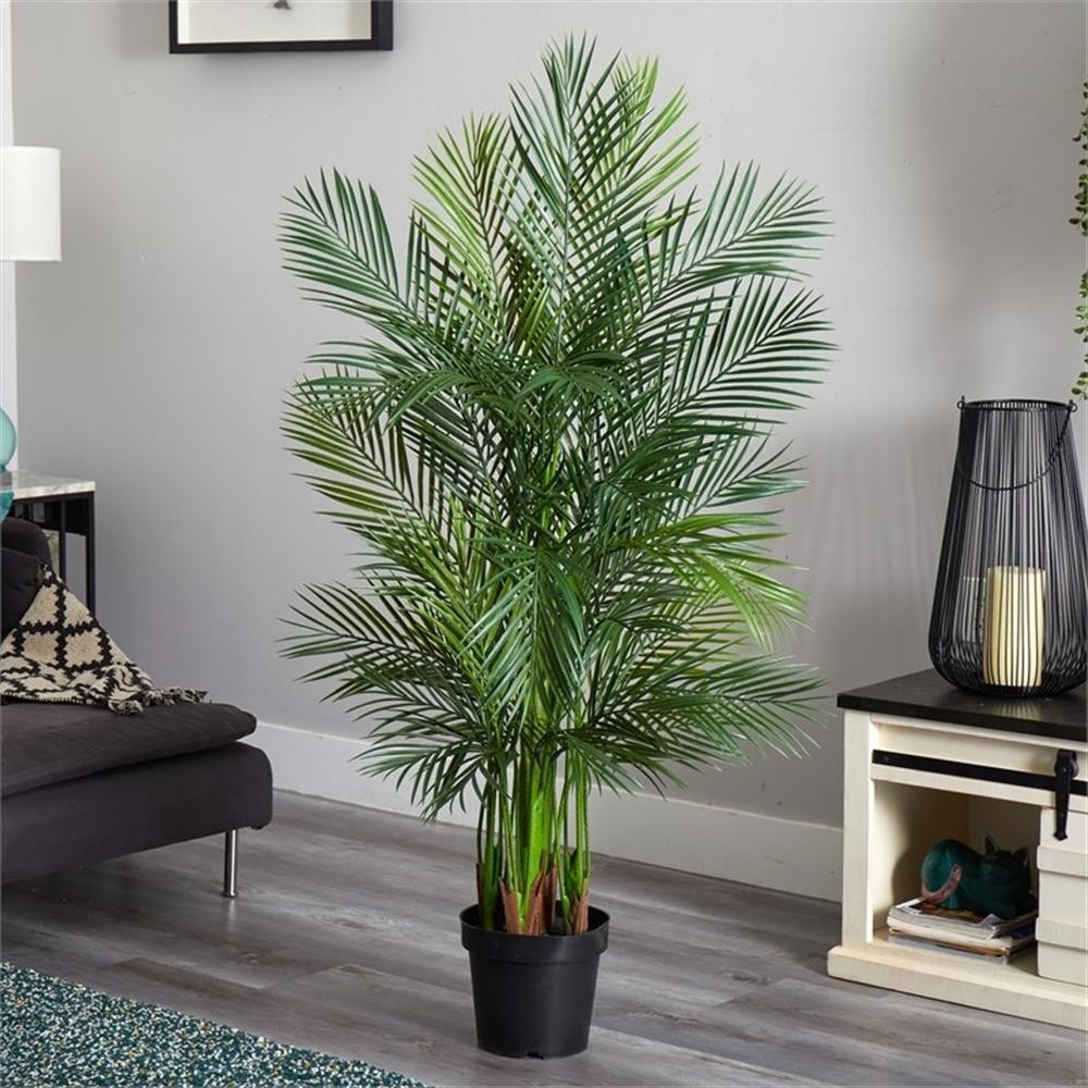 Pemberly Row 66″ Gorgeous Areca Palm Artificial tree in Green/Black