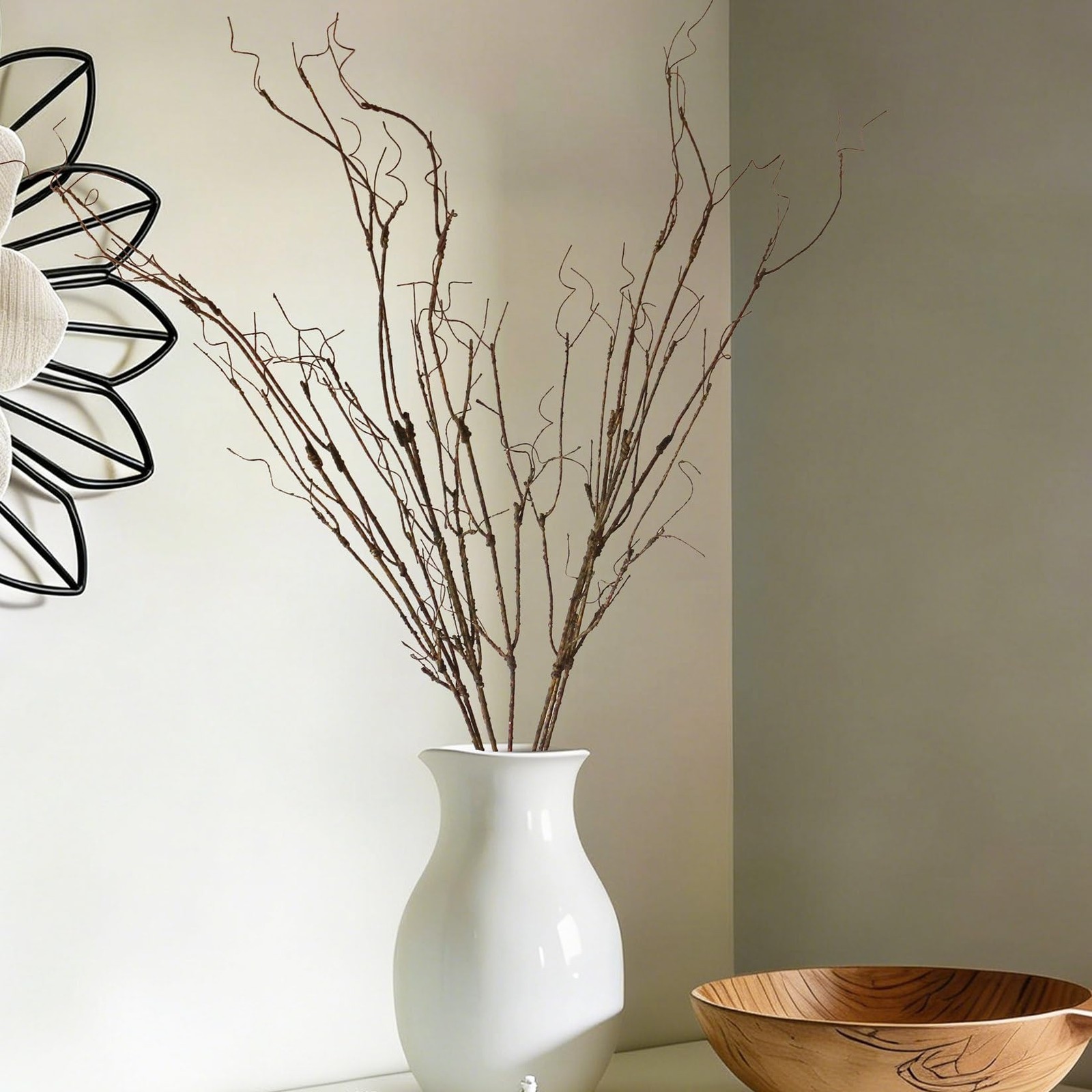 8PCS Artificial Curly Twigs Willow Branches Stems for Vase, 43.3inch Lifelike…