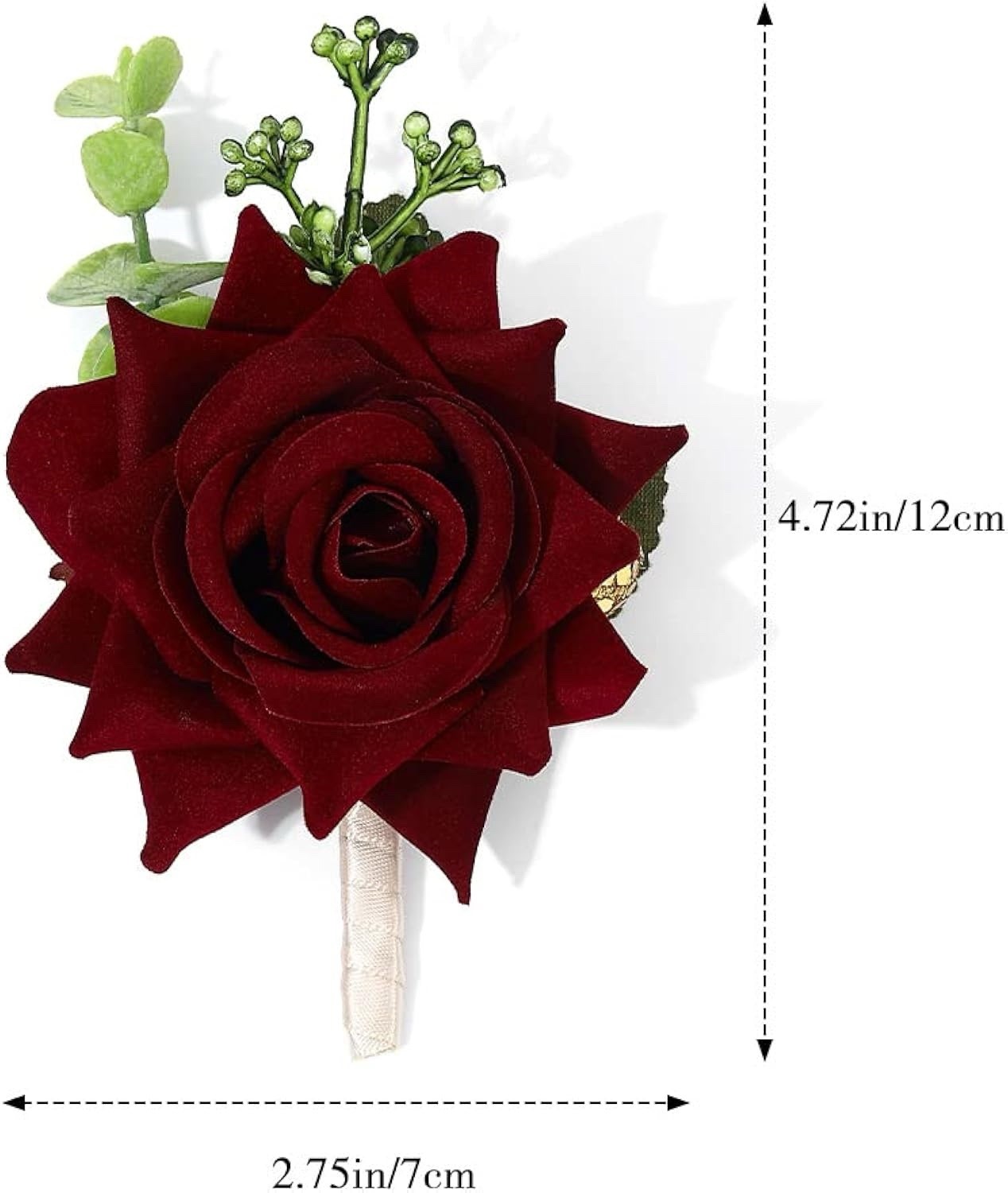 Wedding Maroon Red Rose Boutonniere Groom Flower Pin for Men’s Suit Party Prom