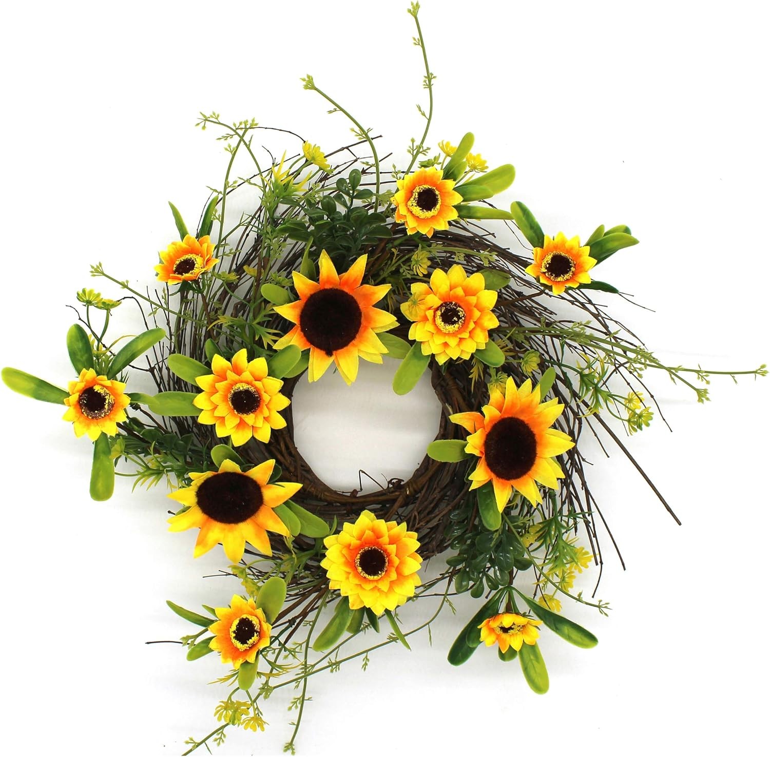 CVHOMEDECO. Rustic Country Artificial Eucalyptus Leaves & Twig Wreath Year Round