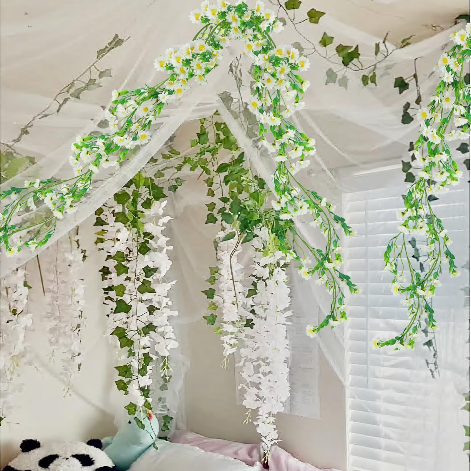 Artificial Daisy Flowers Vine Silk Wildflower Garland Spring Fake Flower Vine…