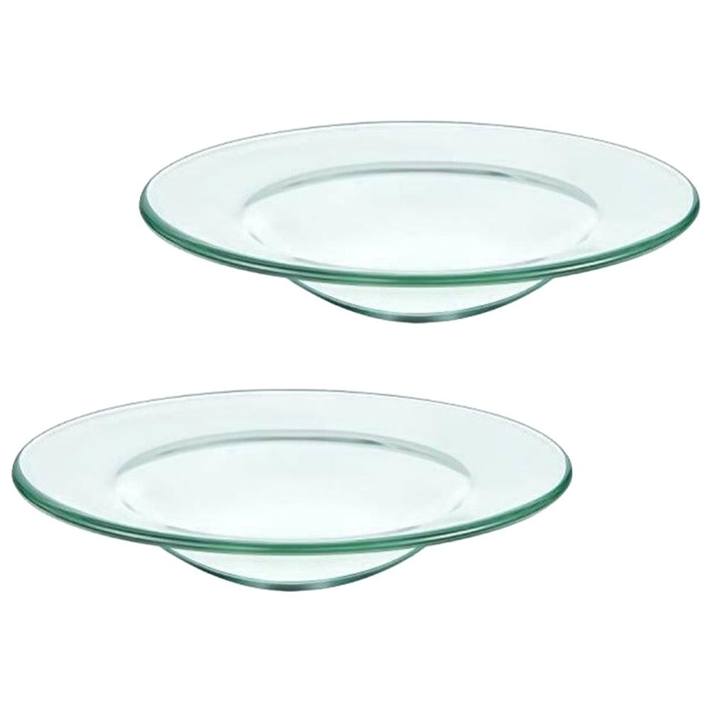2Pcs Transparent Glass Wax Melt Warmer Dishes Reusable Aromatherapy Plates