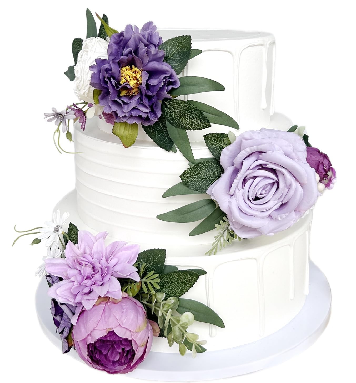 Pre-Made Silk Flowers for Cakes Decorations Light Lavender Dusty Purple Artif…
