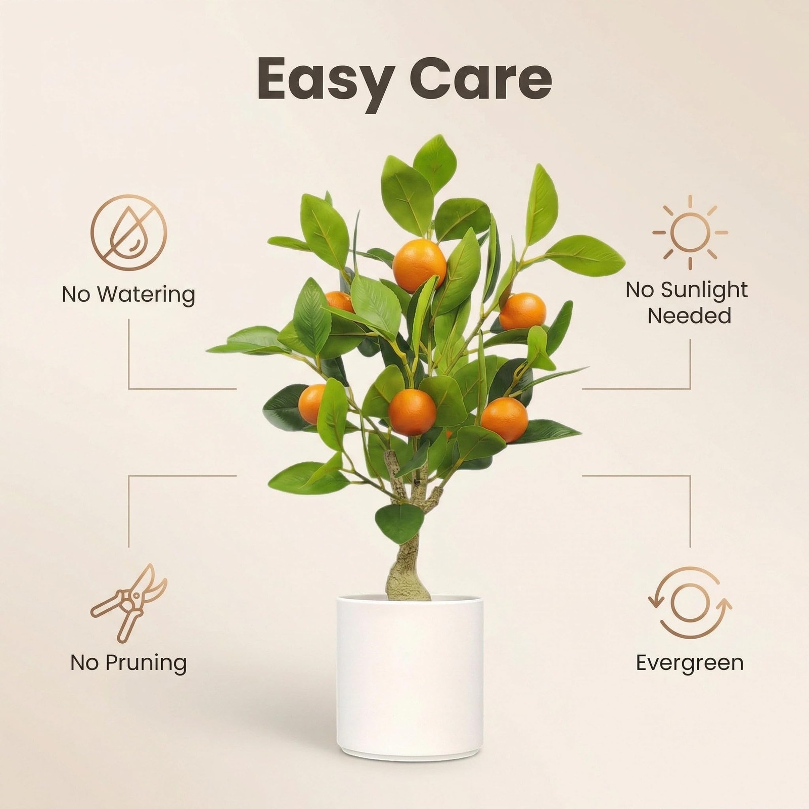 Artificial Potted Plants 20.5 Inches Fake Orange Tree, Faux Plants Potted wit…