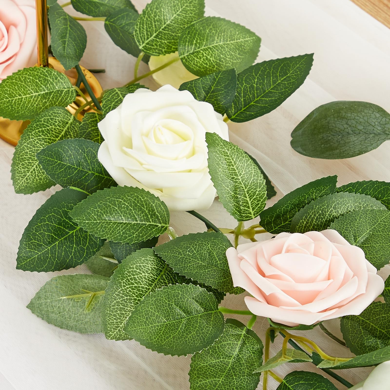 50 PCS Artificial Green Leaves Bulk Fake Rose Flower Greenery Wedding Decor