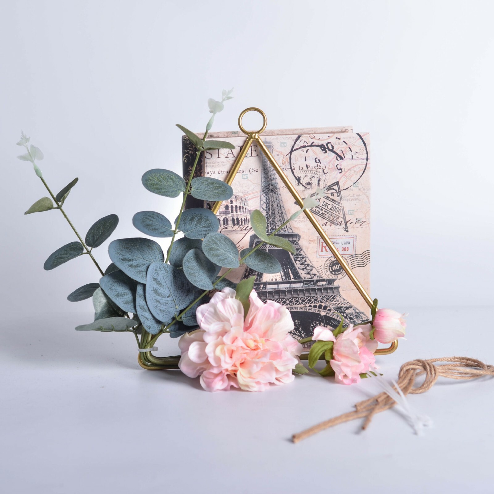 Floral Hoop Wreath Rose Flower Leaves Metal Hoop Ring Garland Wedding Home Decor
