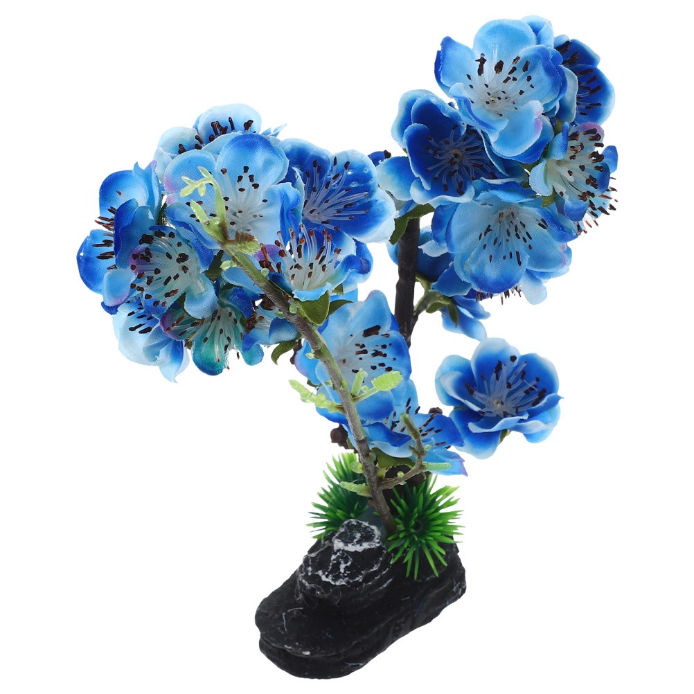Reusable Sushi Serving Plate Artificial Flower Decor in Dark Blue