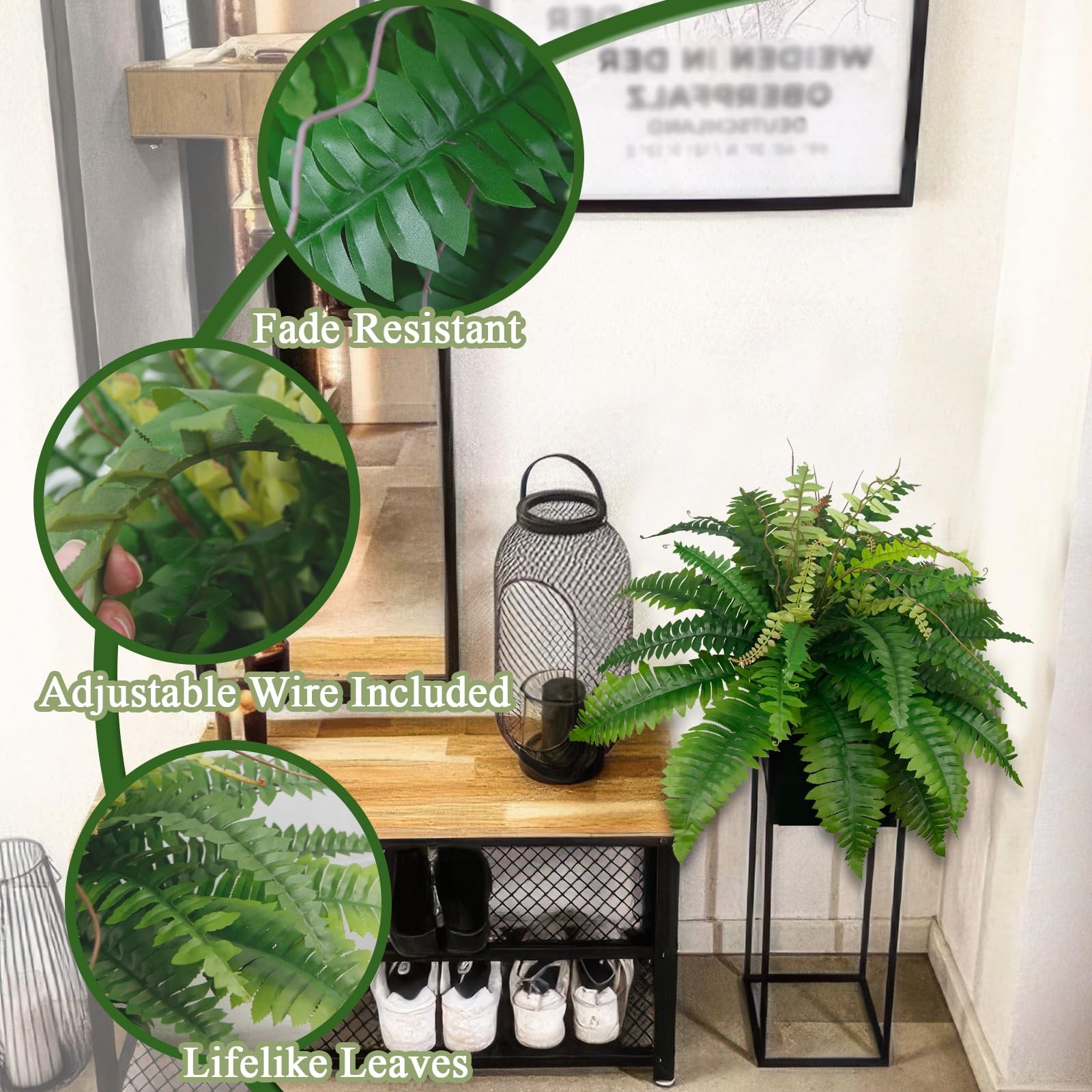Artificial Ferns for Outdoors 2 Pcs Artificial Boston Ferns Plants Bush Faux …