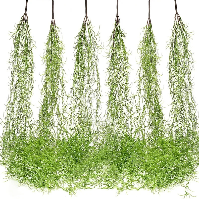 Artificial Vine Moss Green Hanging Plant Beauty Mustard Strips Wall Hanging Back