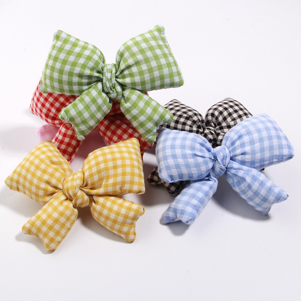11cm 4.33inch Double Layer Checkered Pattern Butterfly Knot DIY Handmade