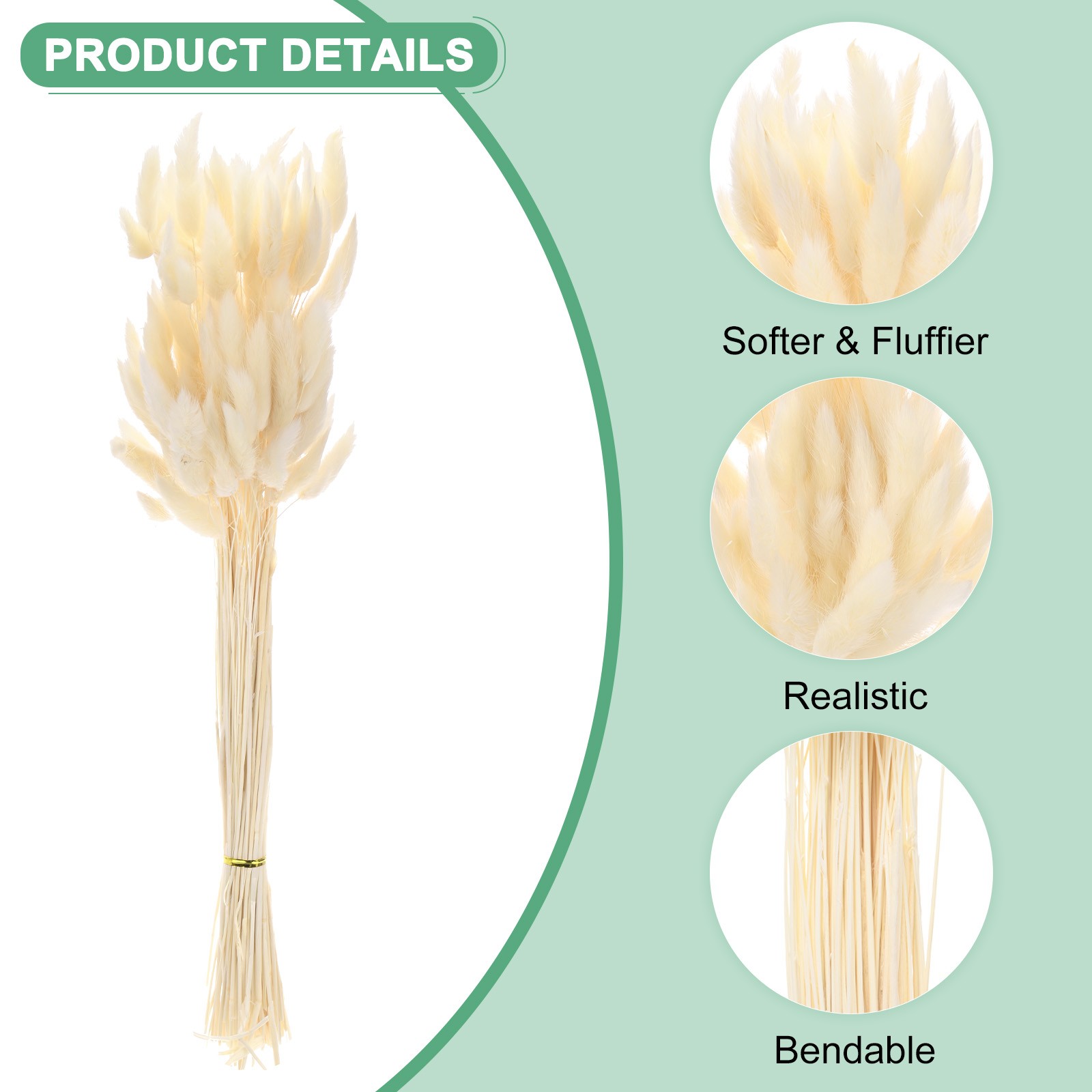 180-Pack Bunny Tails Grass 17 Inch for Home Decor/Wedding [White]